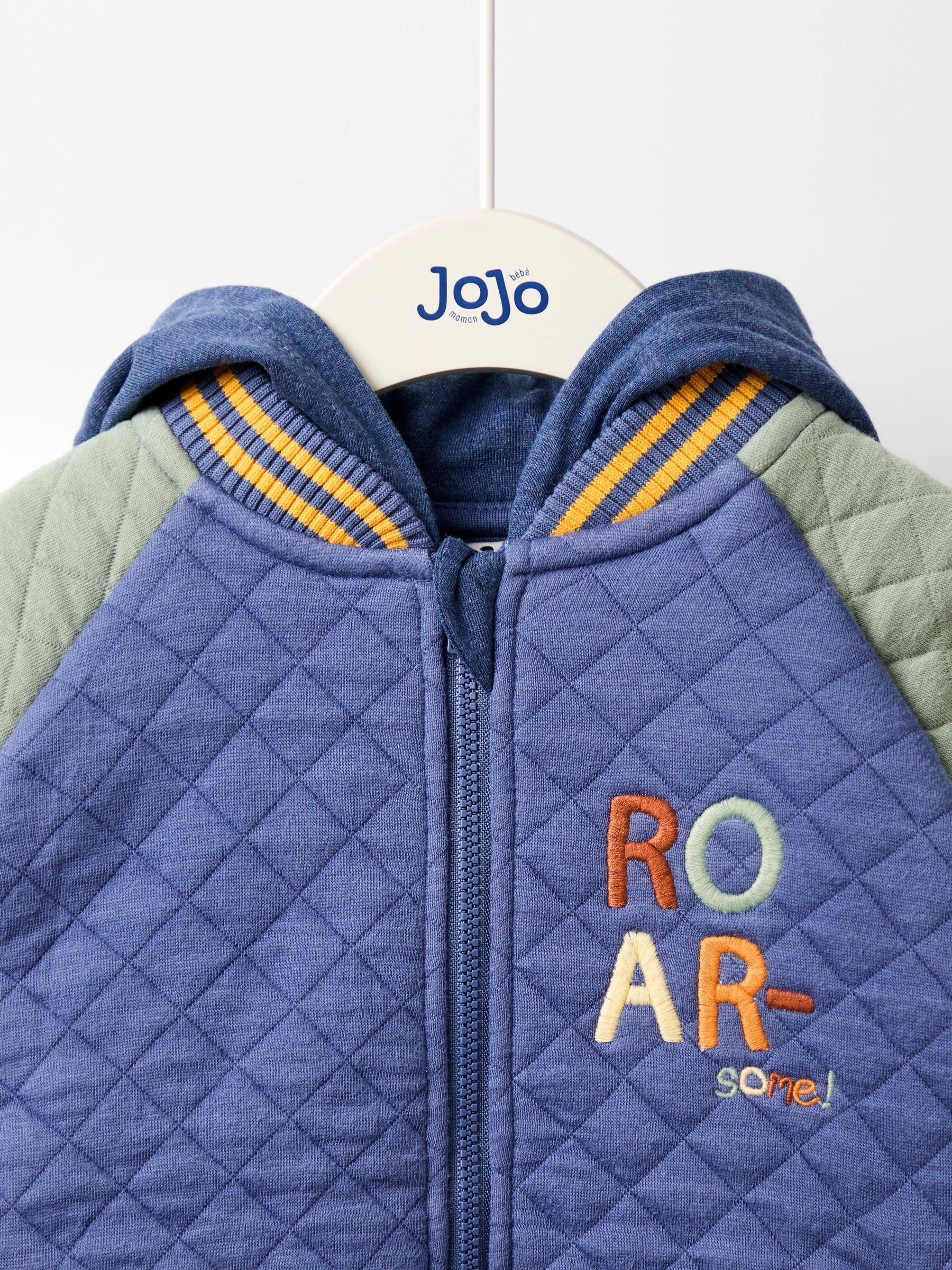 Blue Appliqué Quilted Bomber Jacket - Image 3 of 5
