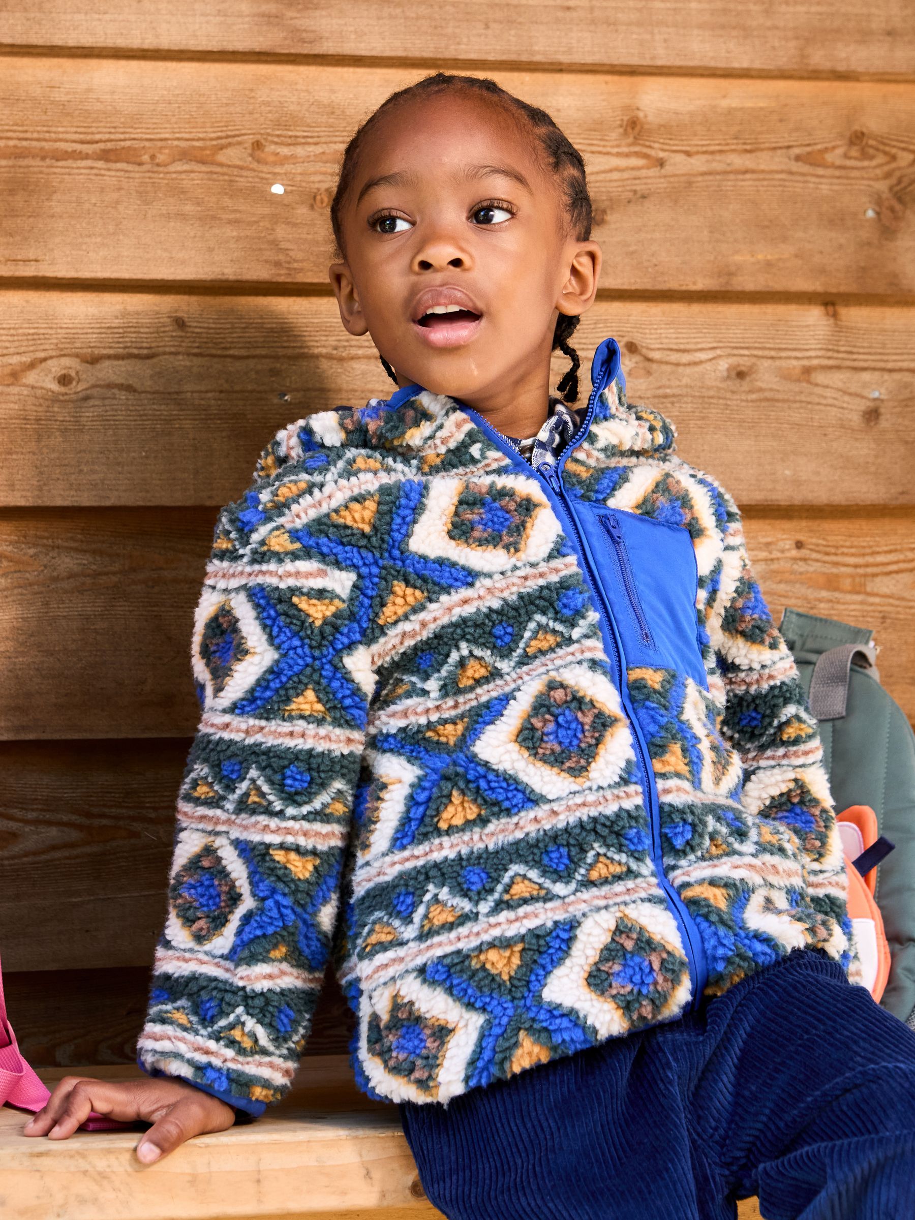 Khaki Green Aztec Style Borg Jacket - Image 1 of 9