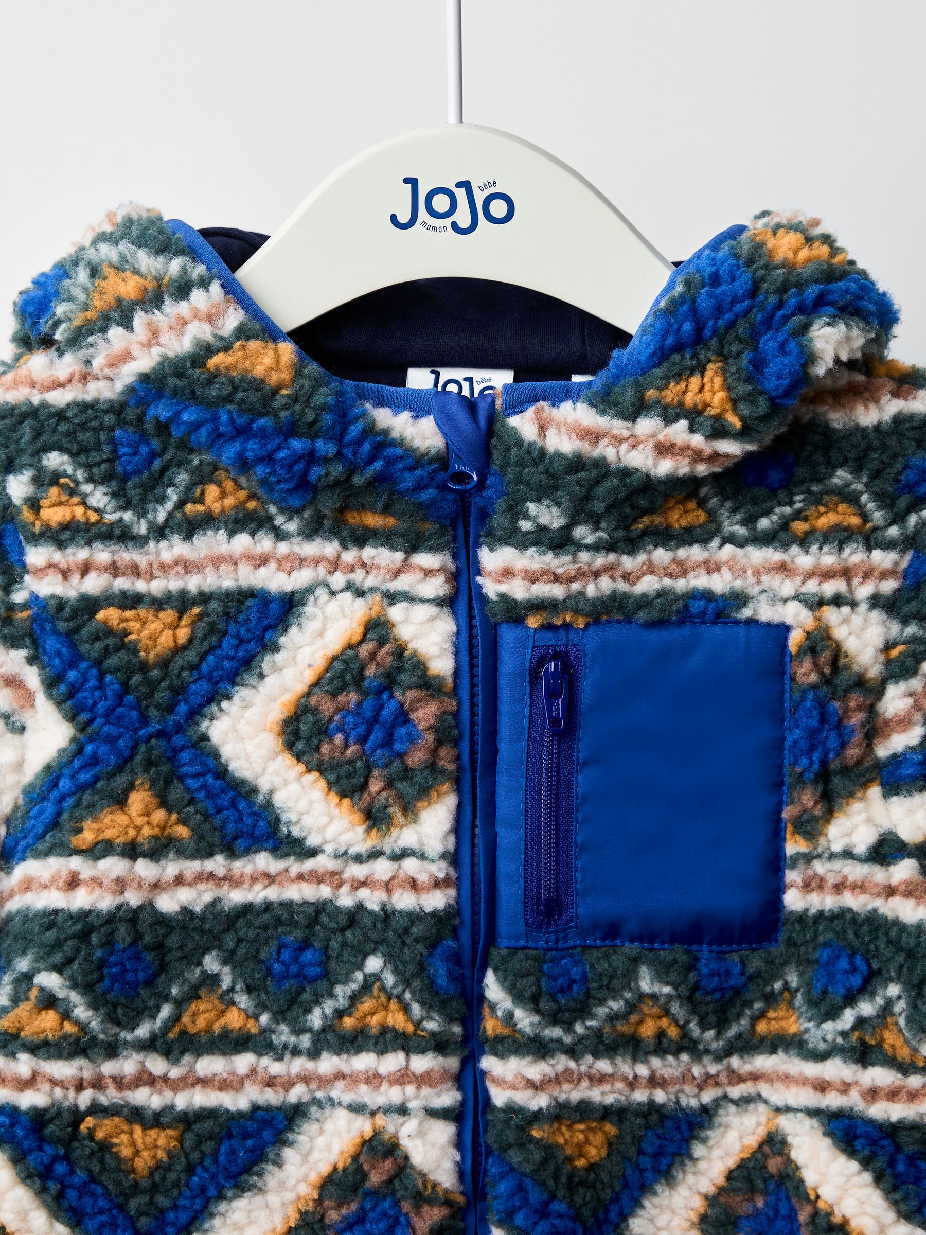 Khaki Green Aztec Style Borg Jacket - Image 7 of 9