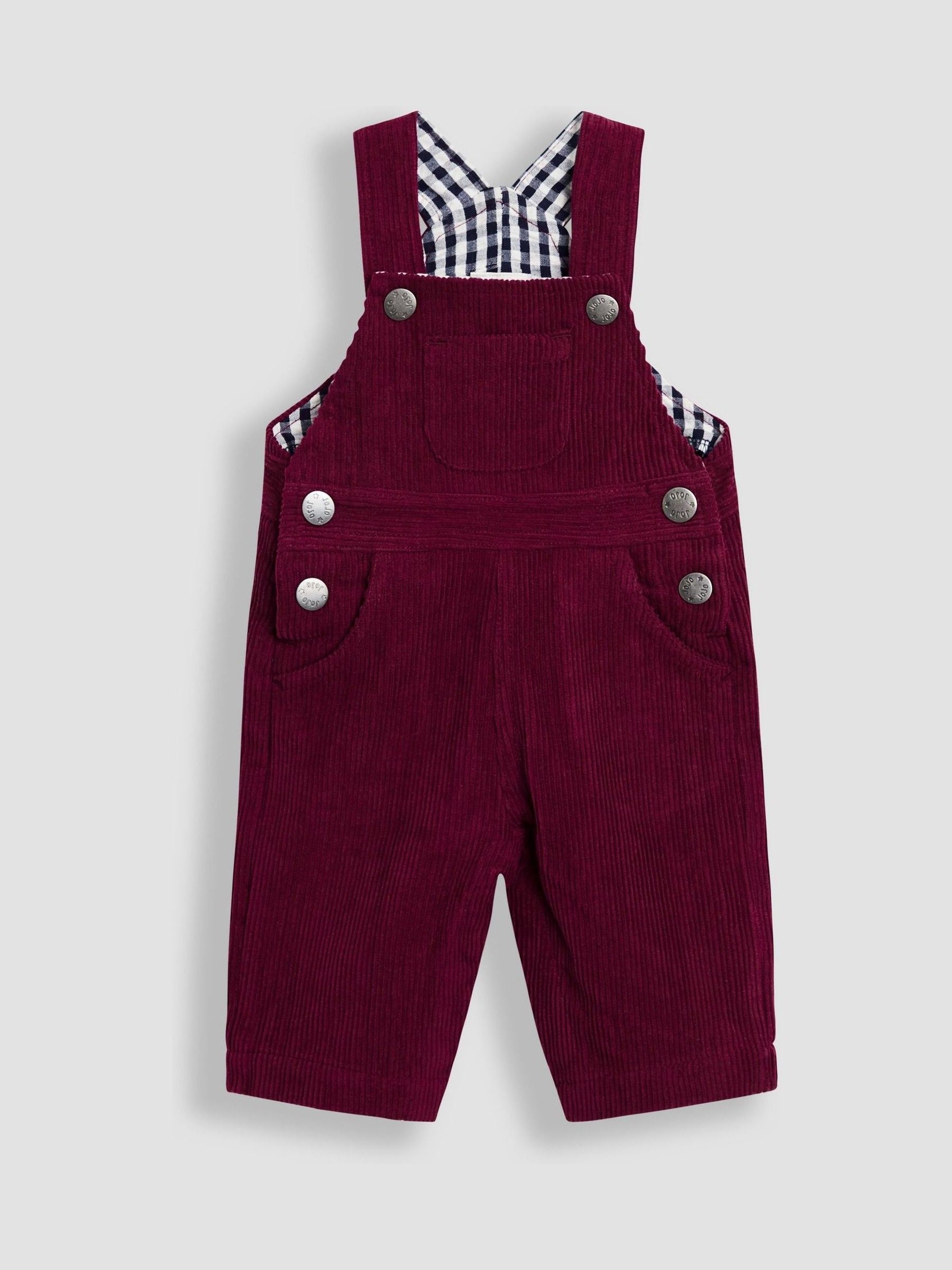 Burgundy Red 2-Piece Classic Cord Dungarees & Stripe Top Set - Image 2 of 6