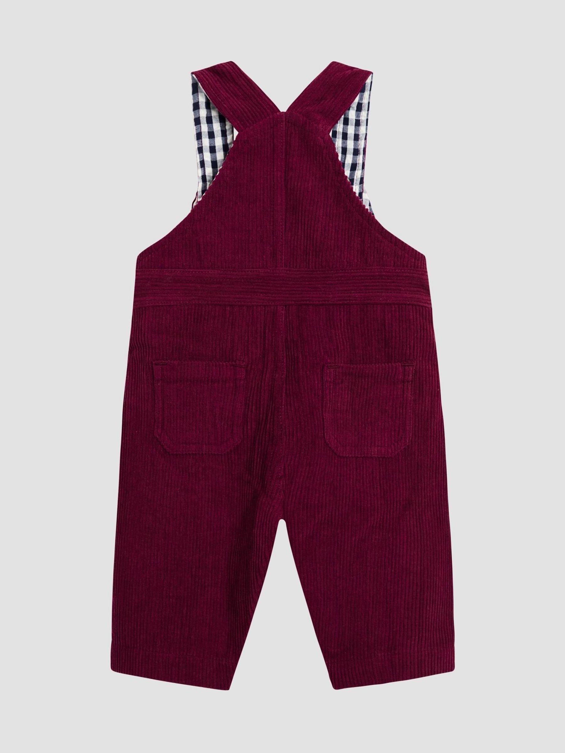 Burgundy Red 2-Piece Classic Cord Dungarees & Stripe Top Set - Image 3 of 6