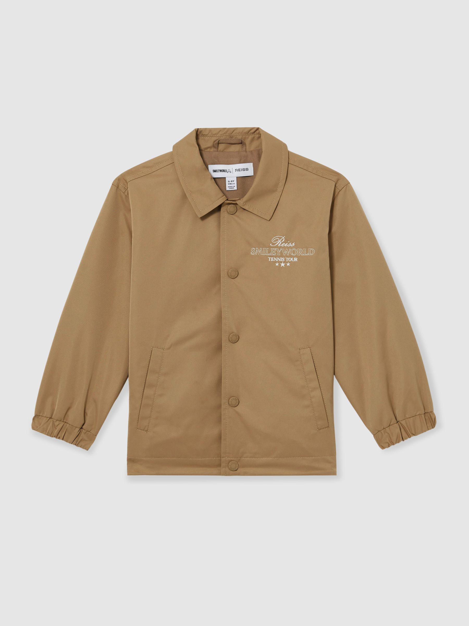 3-9 yrs SmileyWorld | Reiss Harrington Jacket in Stone - Image 2 of 6