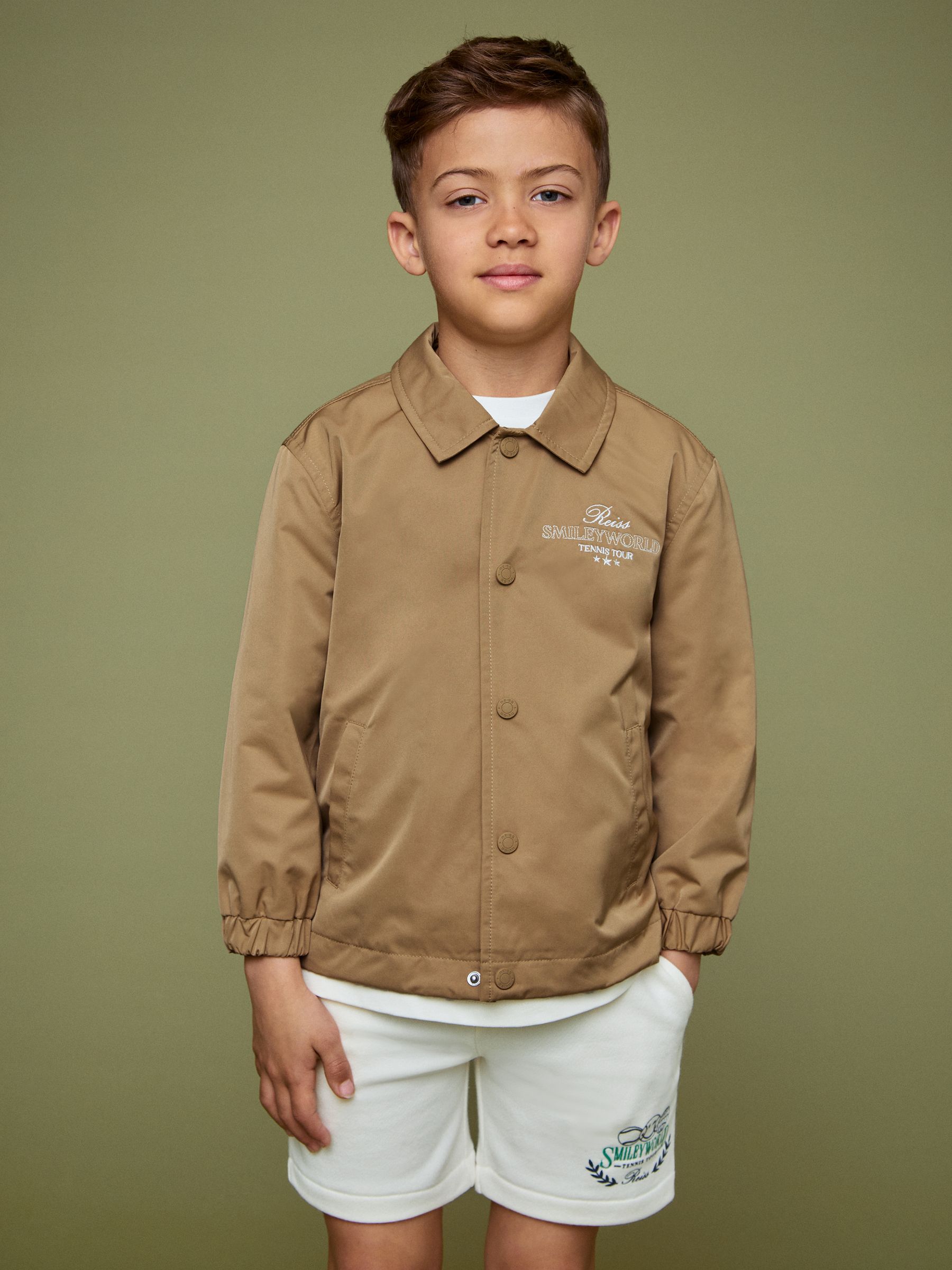 3-9 yrs SmileyWorld | Reiss Harrington Jacket in Stone - Image 5 of 6