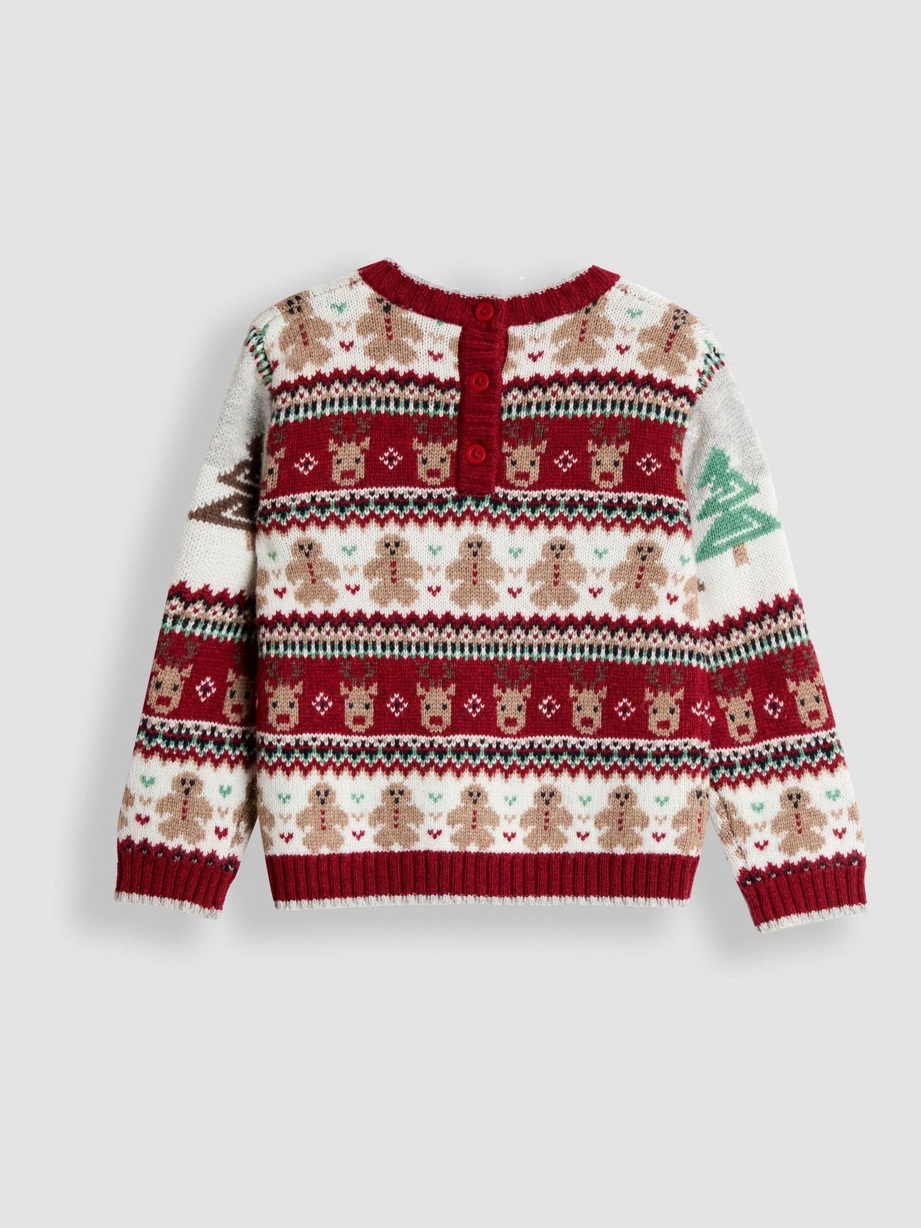 Burgundy Red Santa & Snow Christmas Fair Isle Jumper - Image 3 of 3