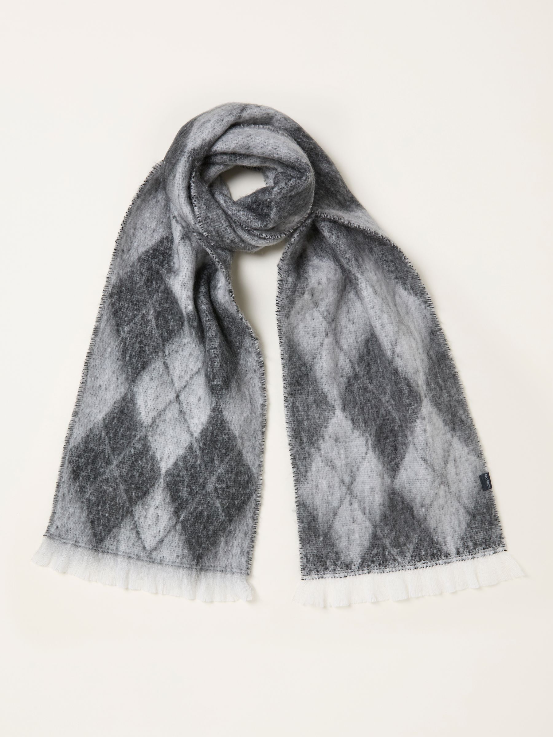 Grey Argyle Scarf | FatFace