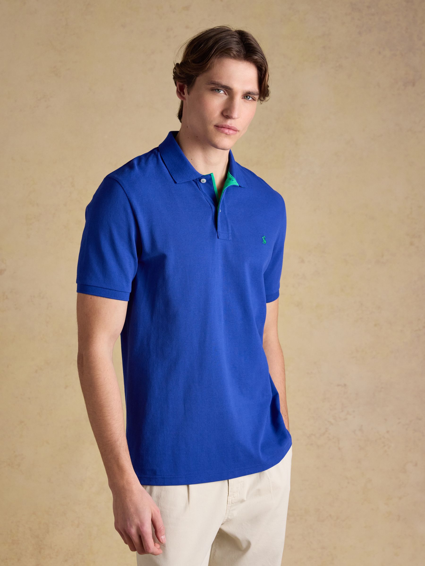 WITH YOU POLO TOPS ブルー Woody Bright Blue Cotton Pique Polo Shirt | Joules