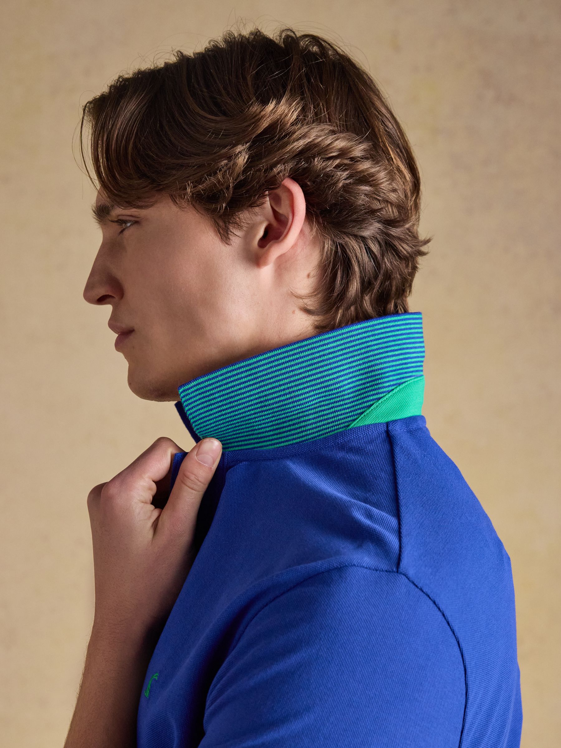 Woody Bright Blue Cotton Pique Short Sleeve Polo Shirt - Image 5 of 9