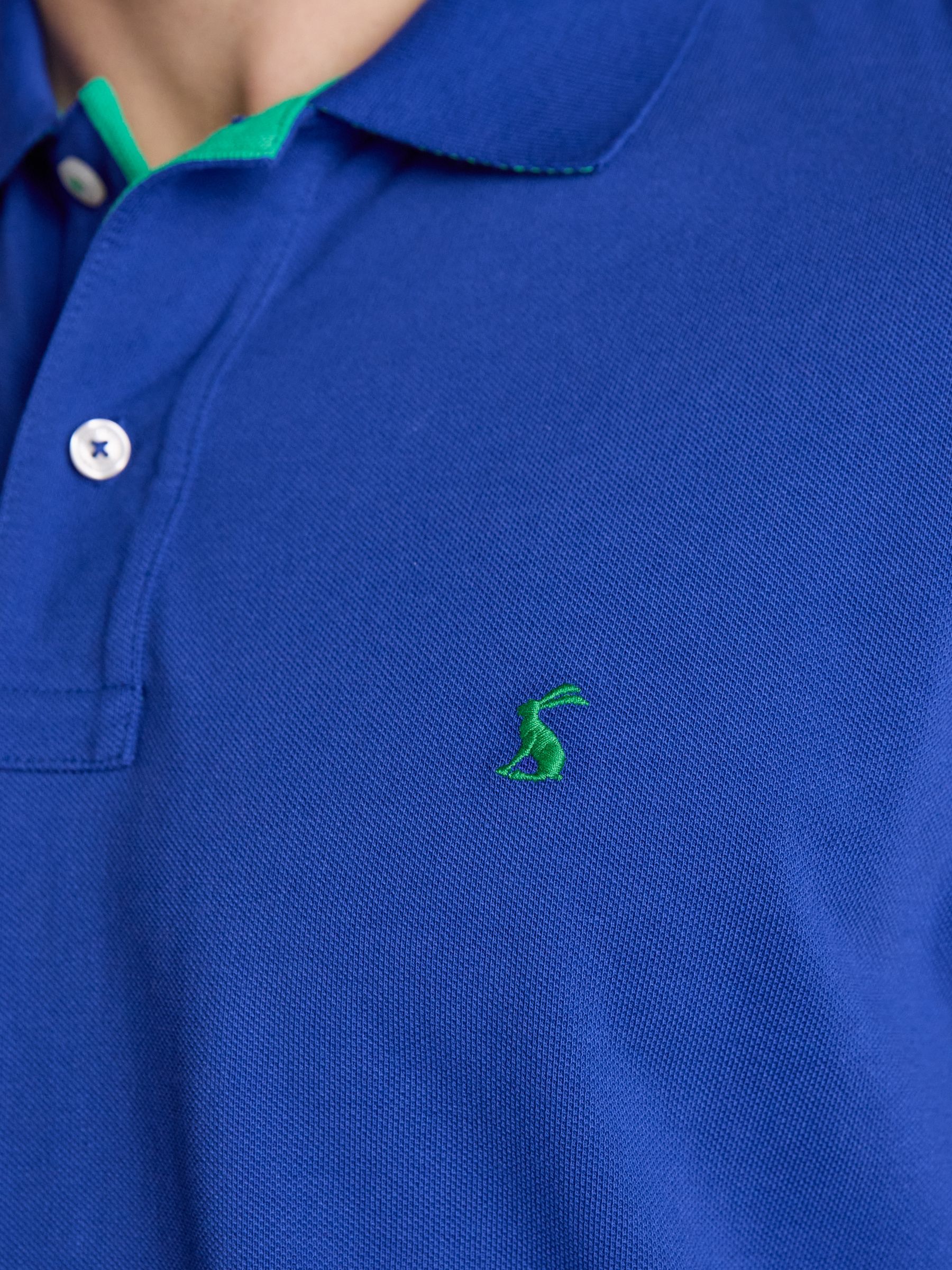 Woody Bright Blue Cotton Pique Short Sleeve Polo Shirt - Image 8 of 9