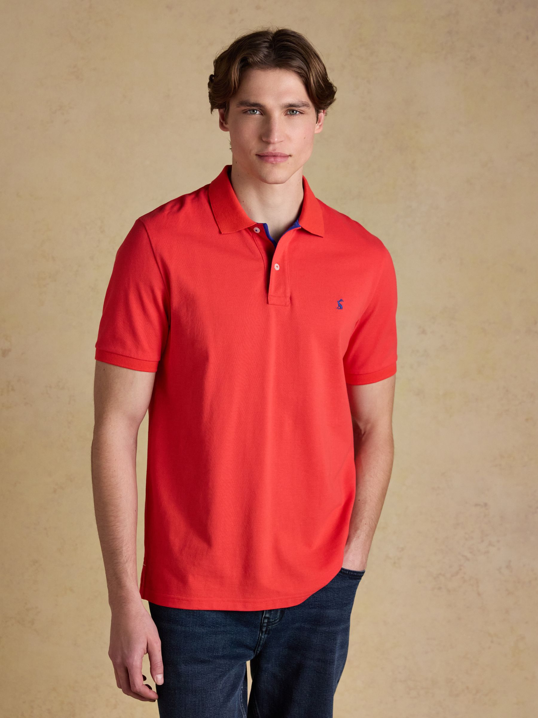 Woody Red Cotton Pique Short Sleeve Polo Shirt - Image 1 of 9