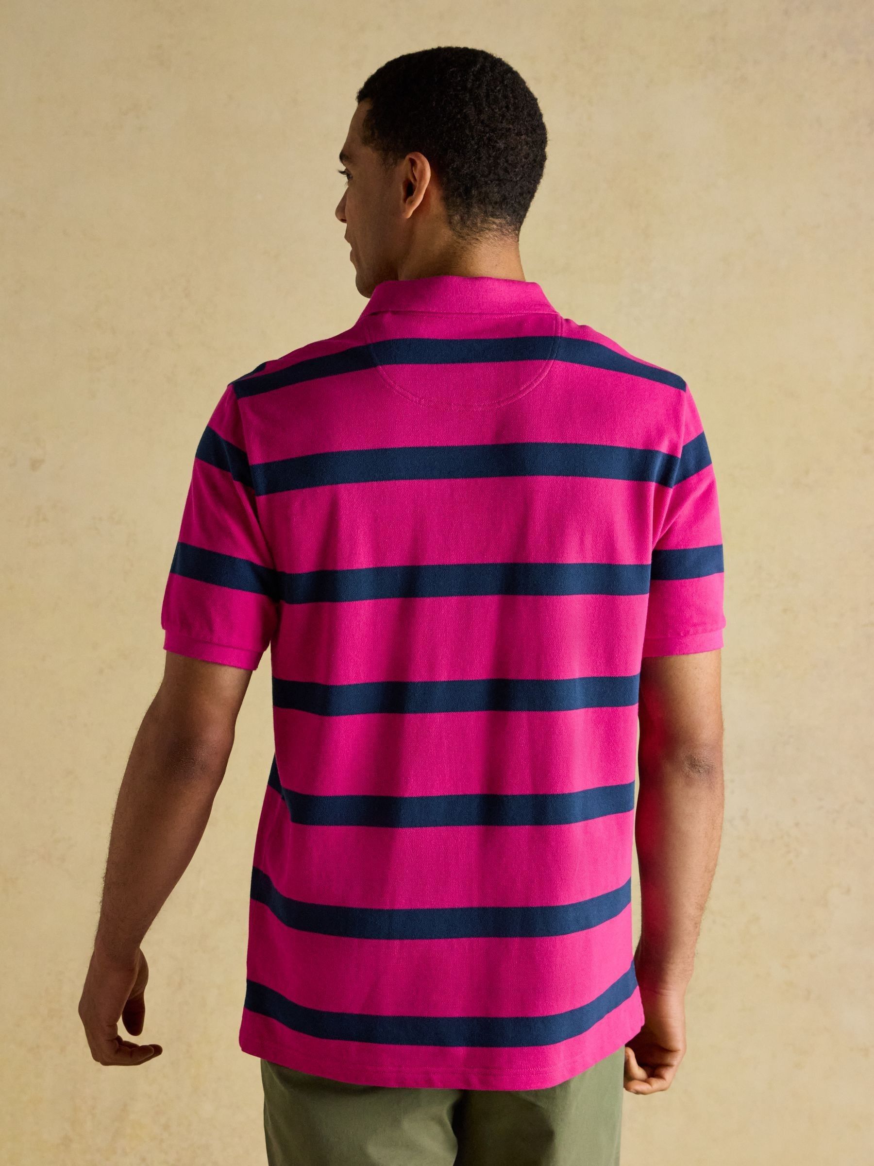 Woody Pink & Blue Stripe Cotton Pique Polo Shirt - Image 2 of 9