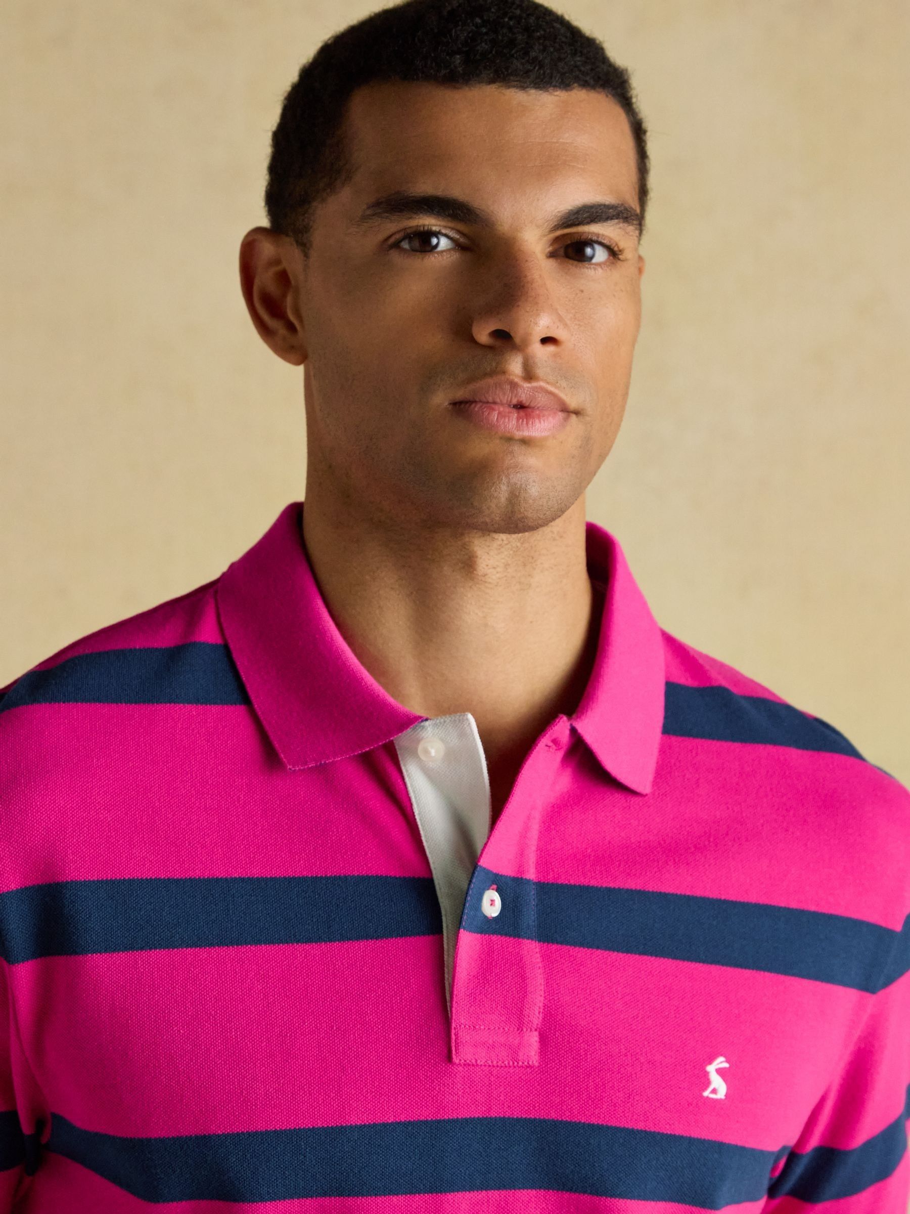Woody Pink & Blue Stripe Cotton Pique Polo Shirt - Image 4 of 9