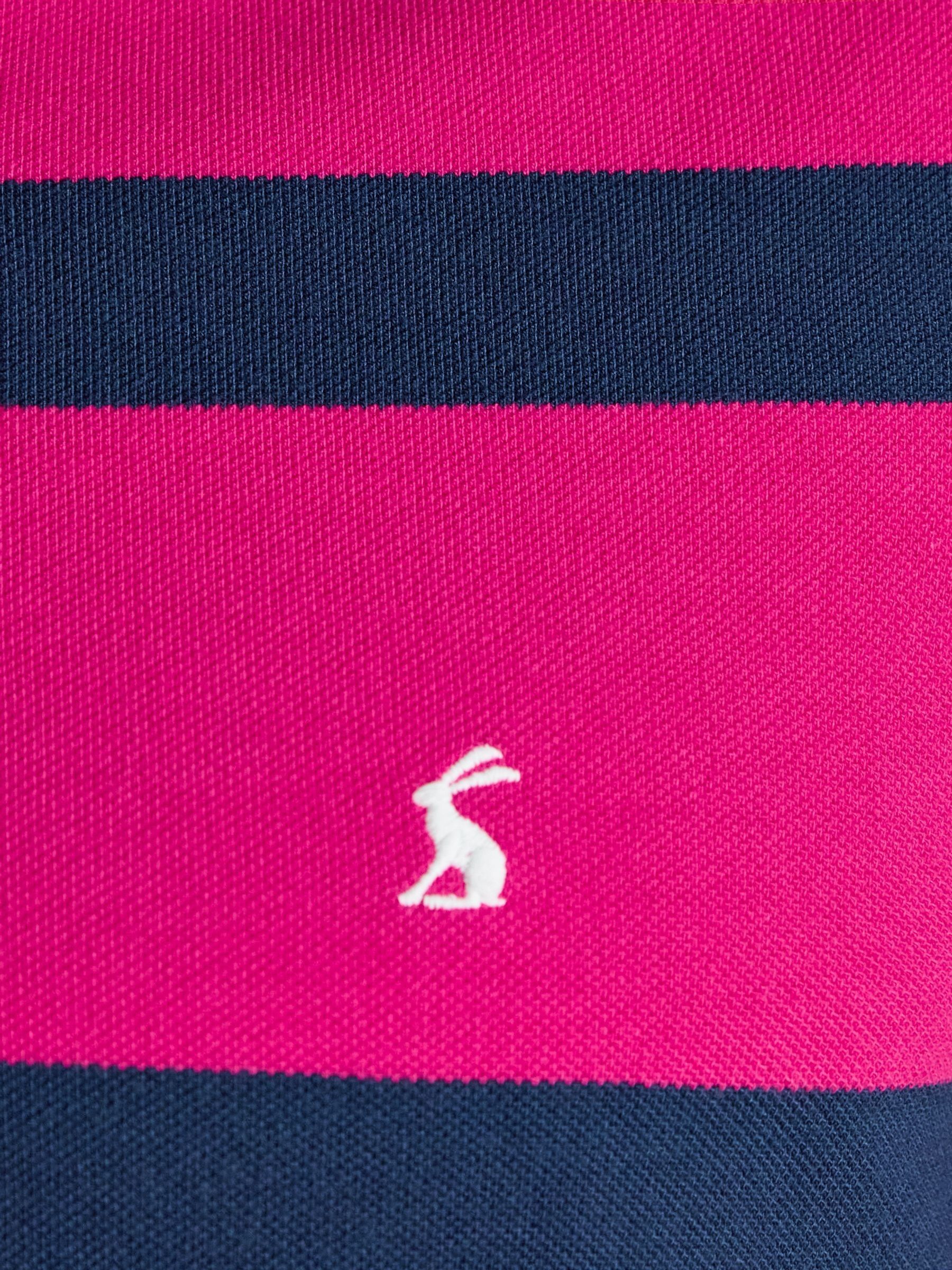 Woody Pink & Blue Stripe Cotton Pique Polo Shirt - Image 5 of 9