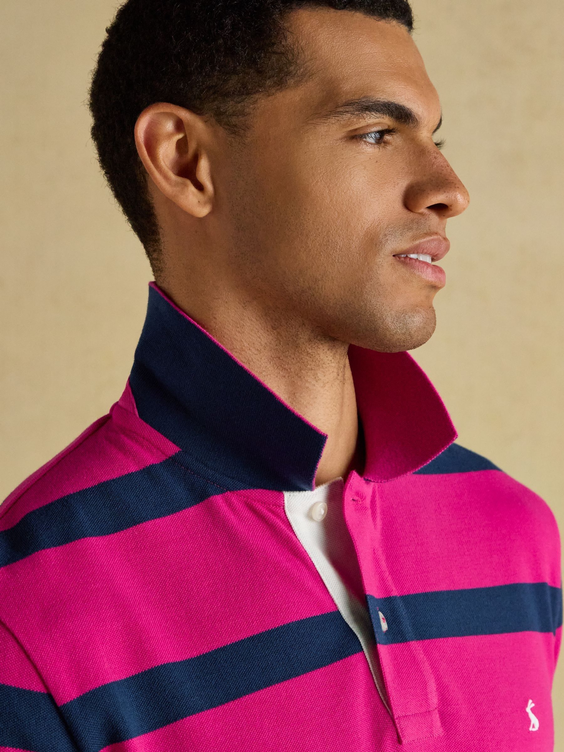 Woody Pink & Blue Stripe Cotton Pique Polo Shirt - Image 6 of 9