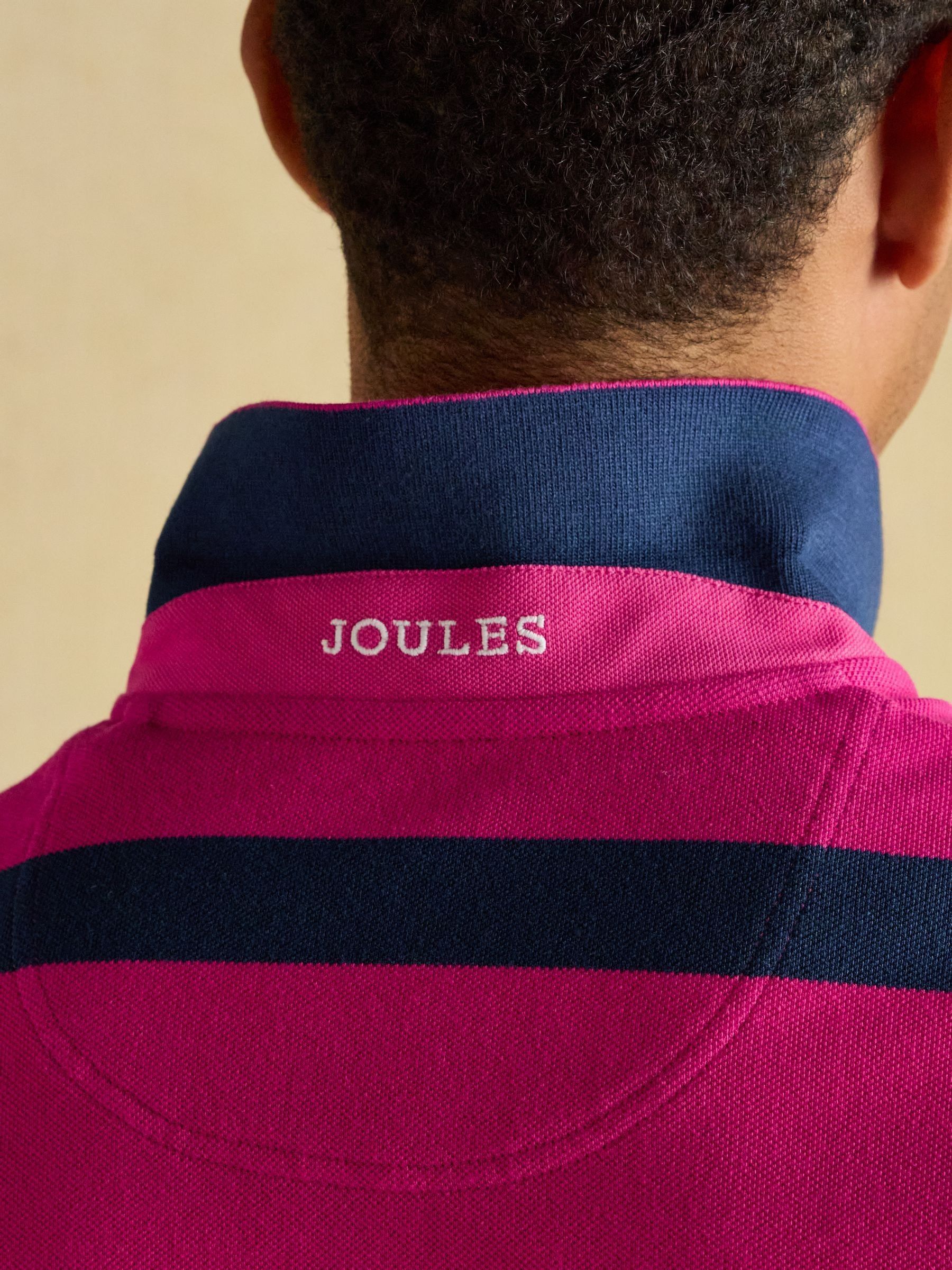 Woody Pink & Blue Stripe Cotton Pique Polo Shirt - Image 7 of 9