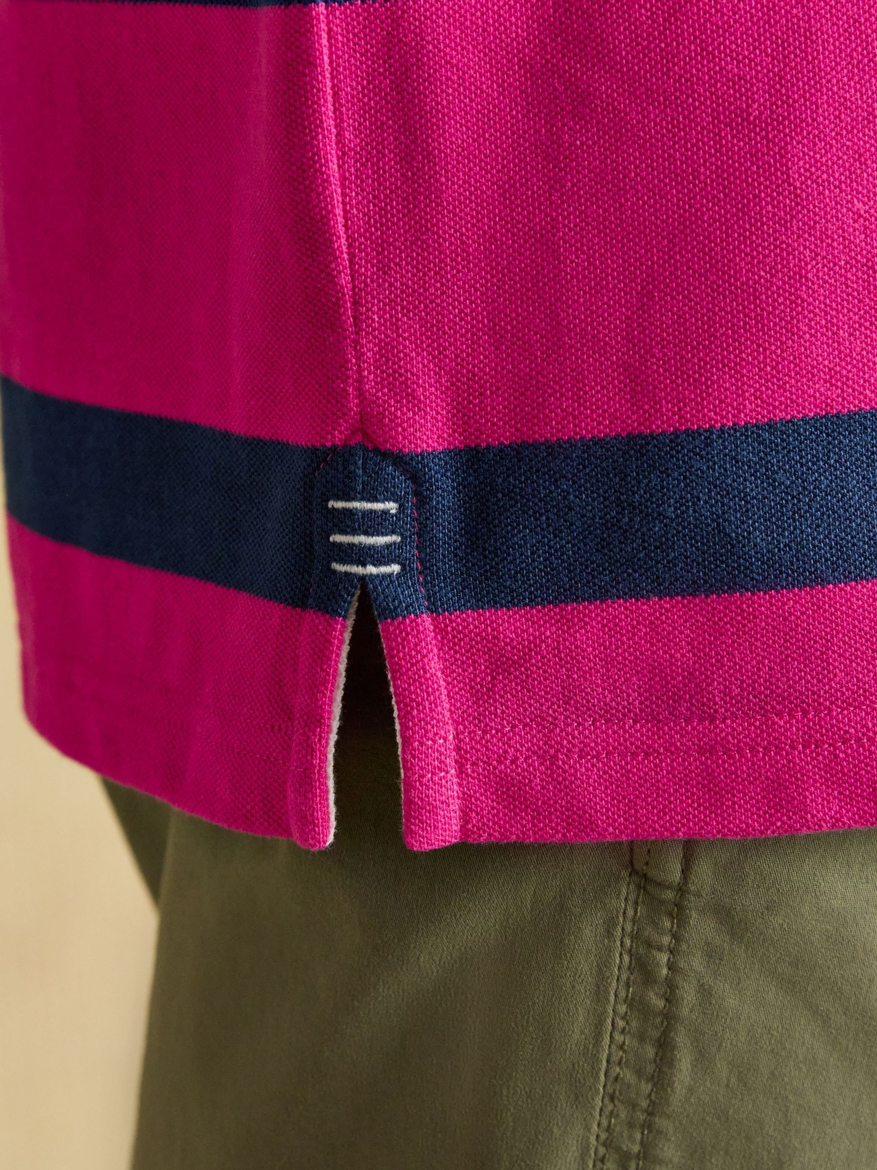Woody Pink & Blue Stripe Cotton Pique Polo Shirt - Image 8 of 9