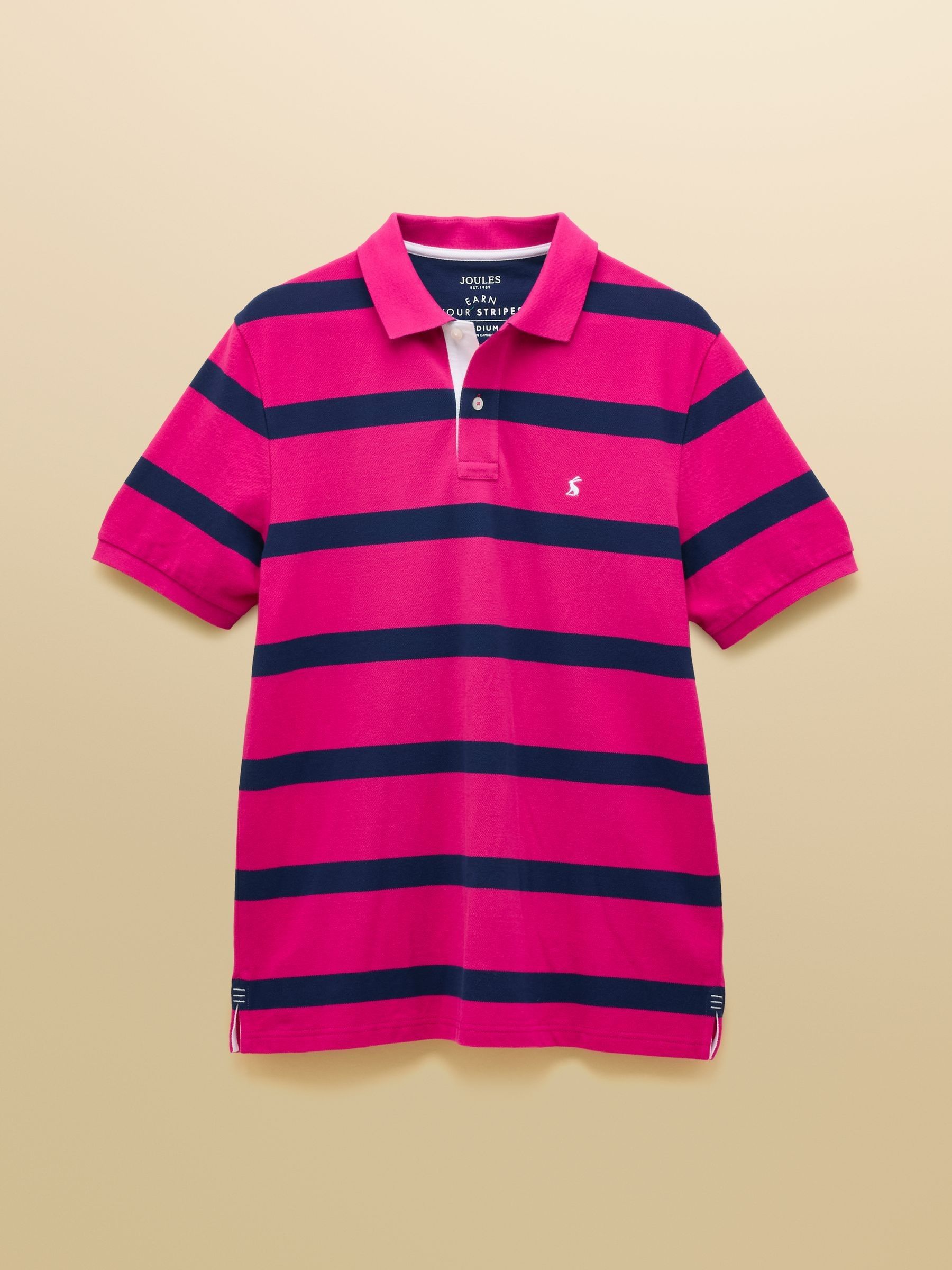 Woody Pink & Blue Stripe Cotton Pique Polo Shirt - Image 9 of 9