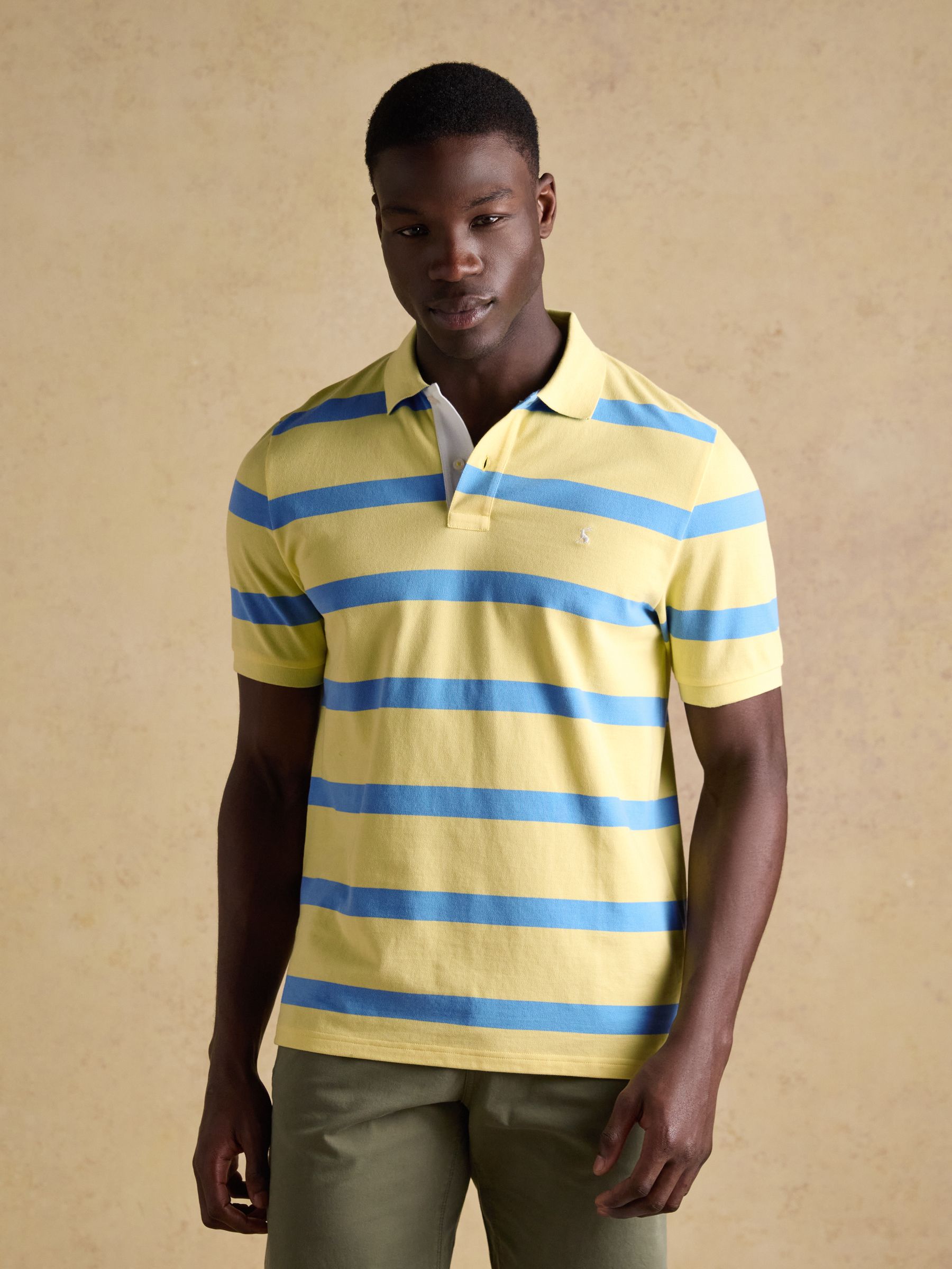 Woody Yellow/Blue Cotton Pique Polo Shirt - Image 1 of 7 Woody Yellow/Blue Cotton Pique Polo Shirt - Image 1 of 7