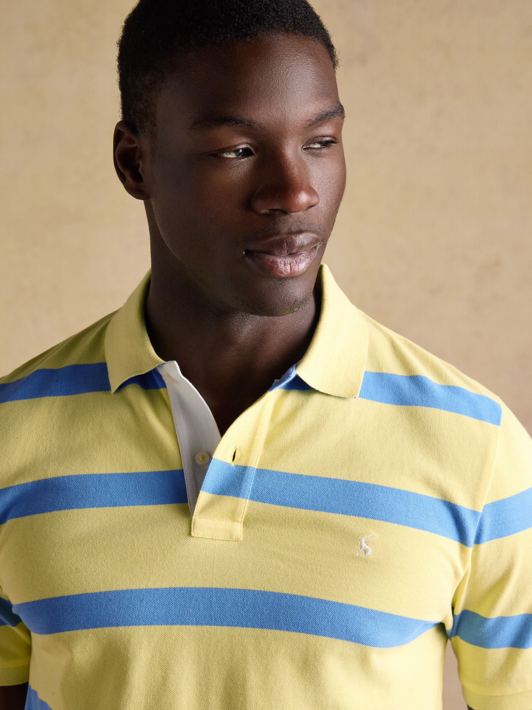 Woody Yellow/Blue Cotton Pique Polo Shirt - Image 4 of 7