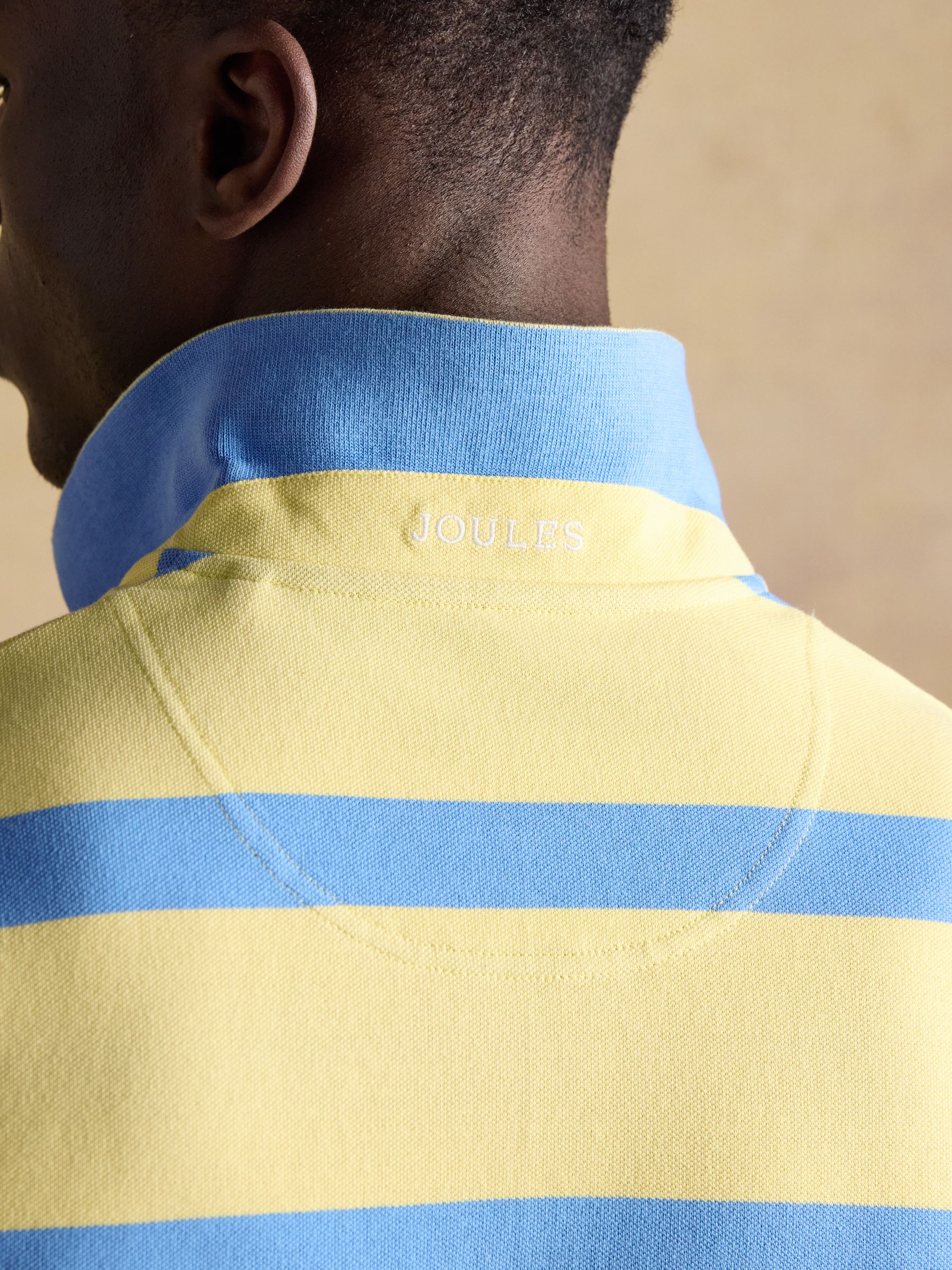 Woody Yellow/Blue Cotton Pique Polo Shirt - Image 6 of 7