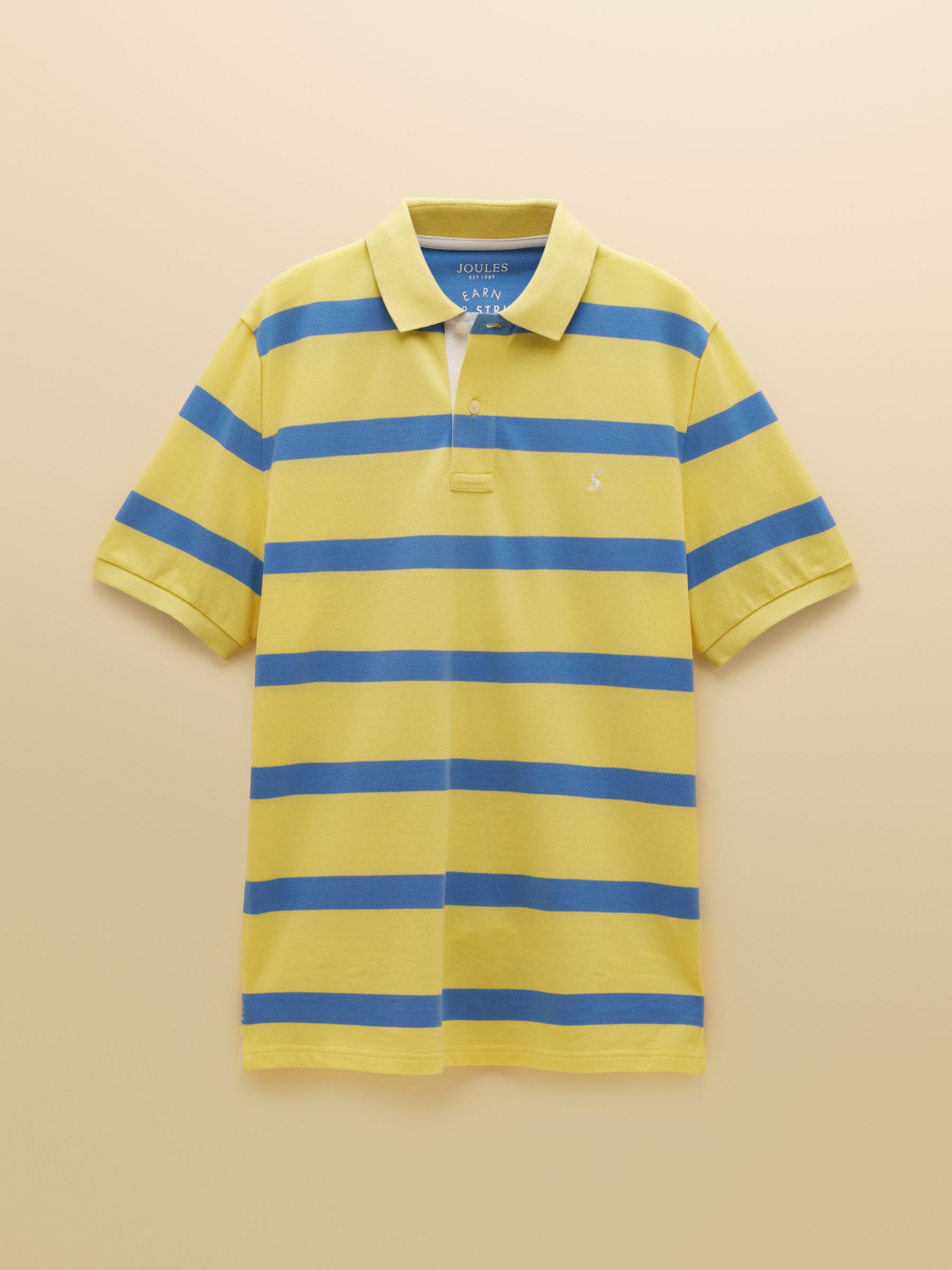 Woody Yellow & Blue Striped Cotton Pique Polo Shirt - Image 8 of 8