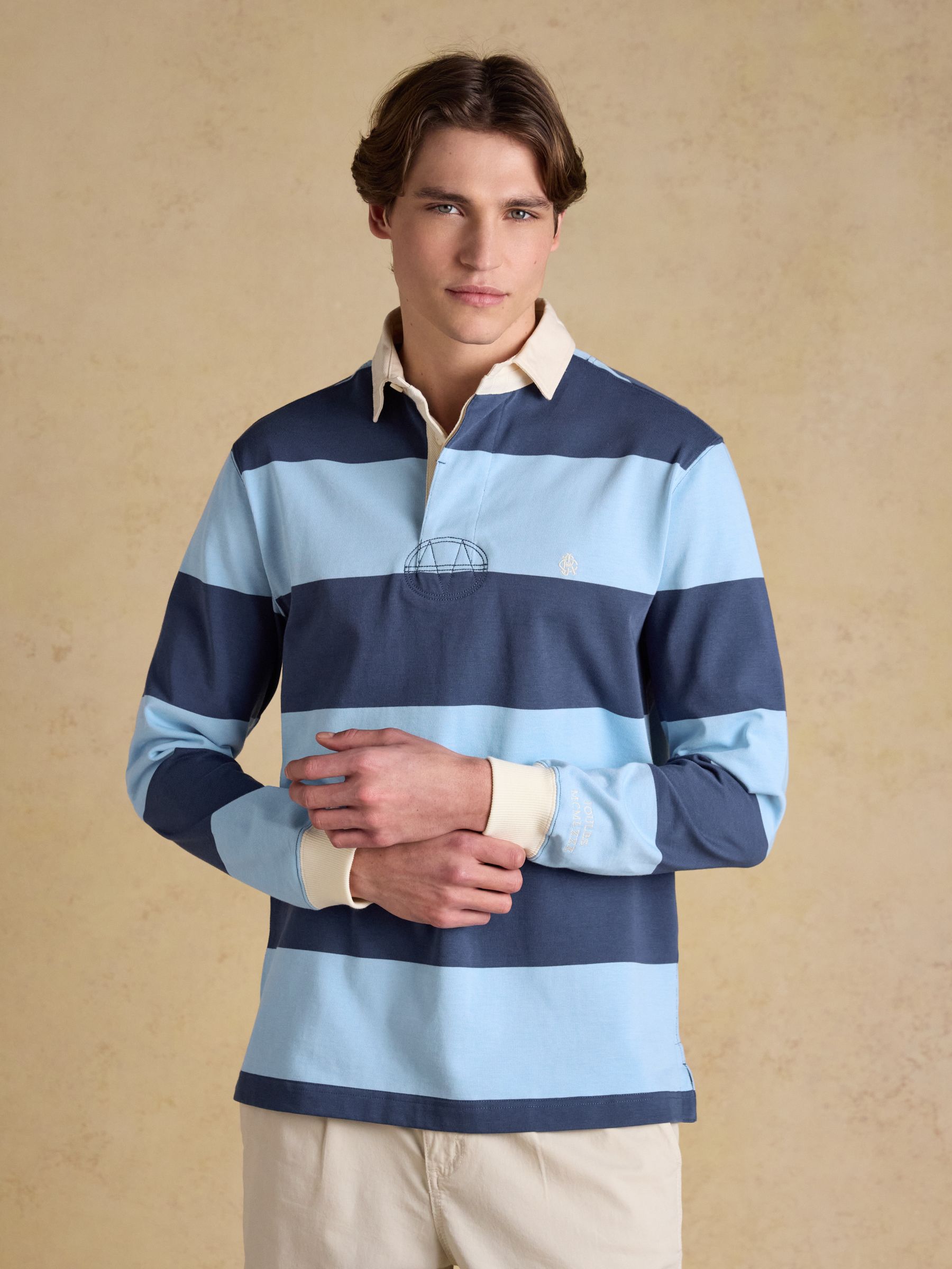 Blue & Navy Stripe Long Sleeve Rugby Shirt - Image 1 of 9 Blue & Navy Stripe Long Sleeve Rugby Shirt - Image 1 of 9