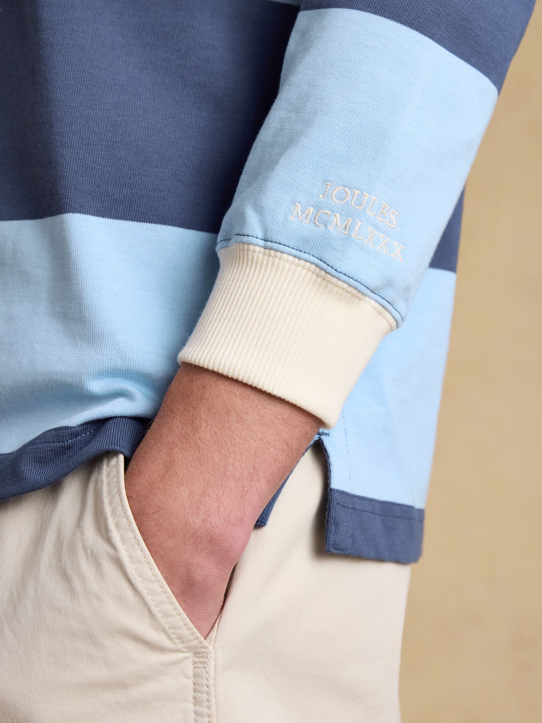 Blue & Navy Stripe Long Sleeve Rugby Shirt - Image 4 of 9