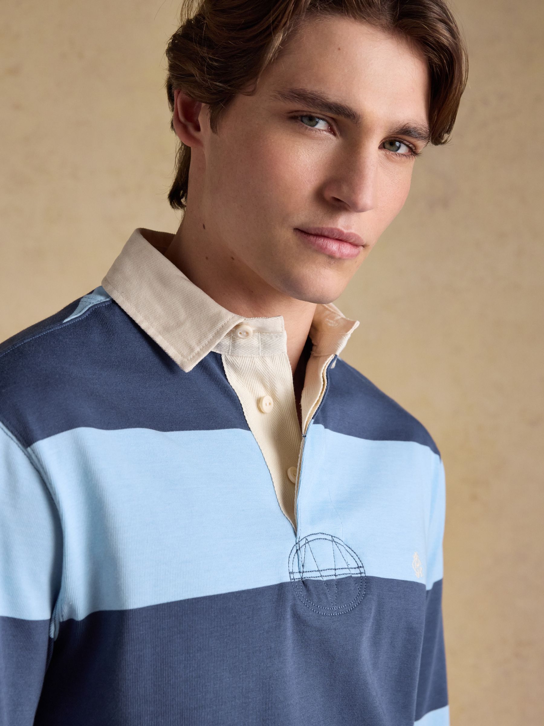 Blue & Navy Stripe Long Sleeve Rugby Shirt - Image 6 of 9