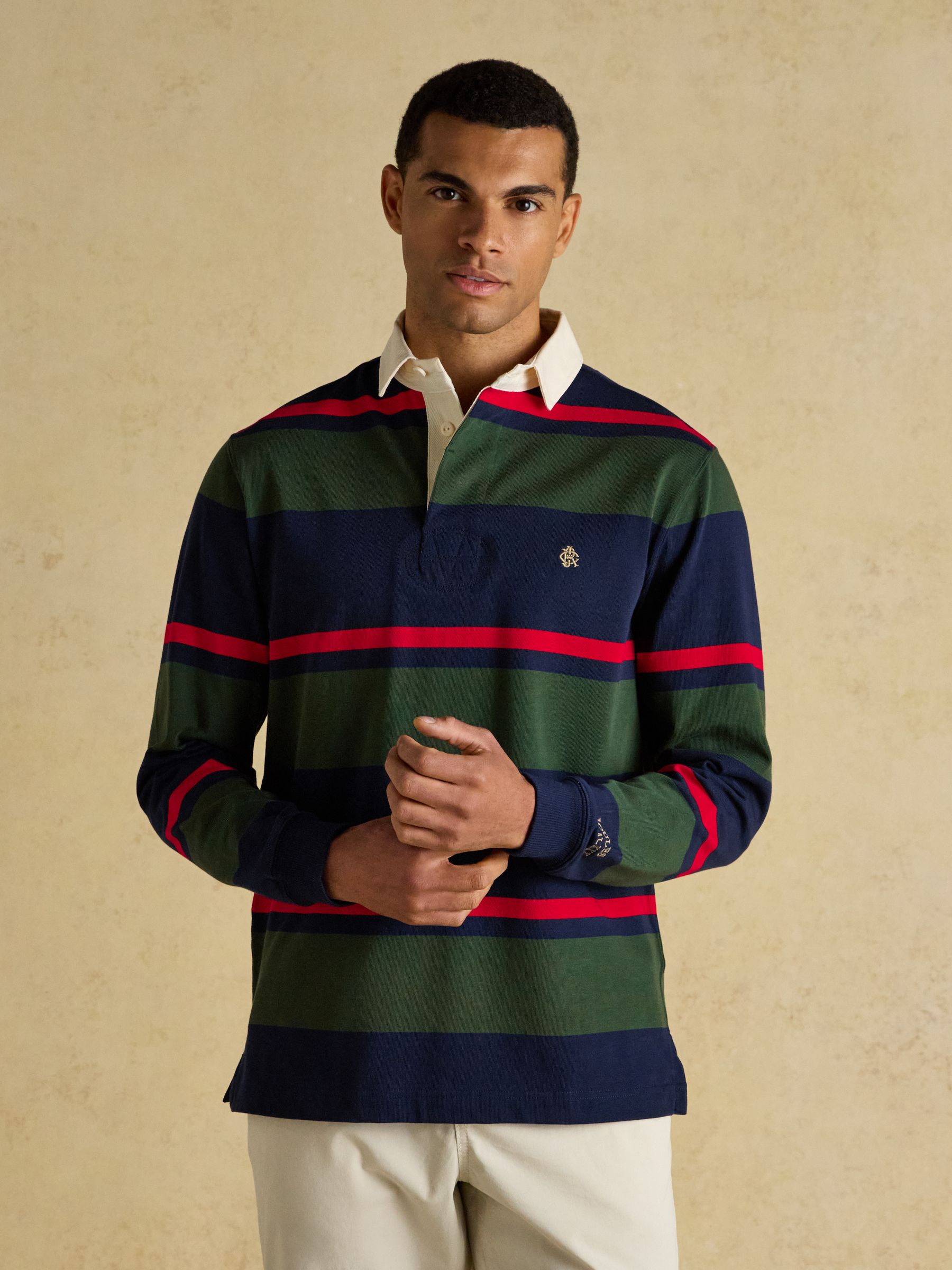 Rugby Club Navy & Green Stripe Long Sleeve Shirt - Image 1 of 11