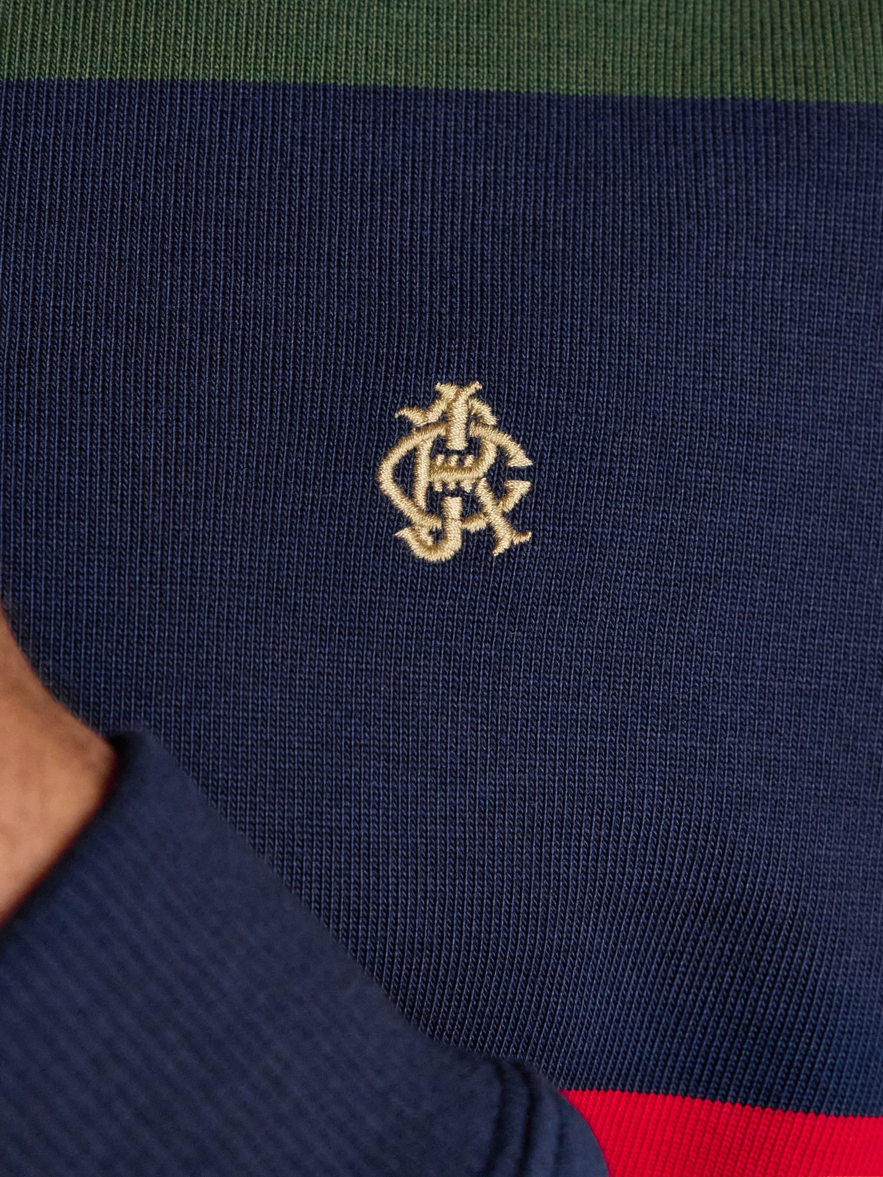 Rugby Club Navy & Green Stripe Long Sleeve Shirt - Image 10 of 11