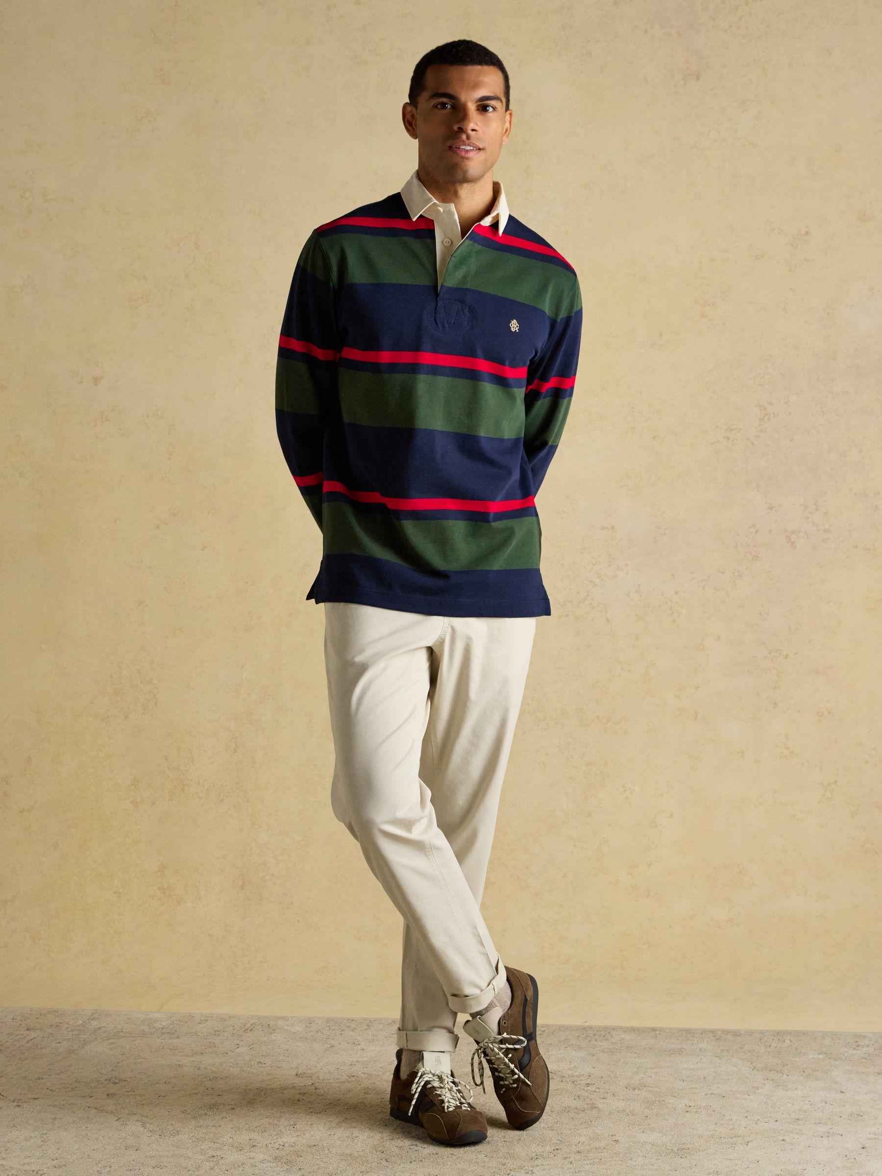 Rugby Club Navy & Green Stripe Long Sleeve Shirt - Image 3 of 11