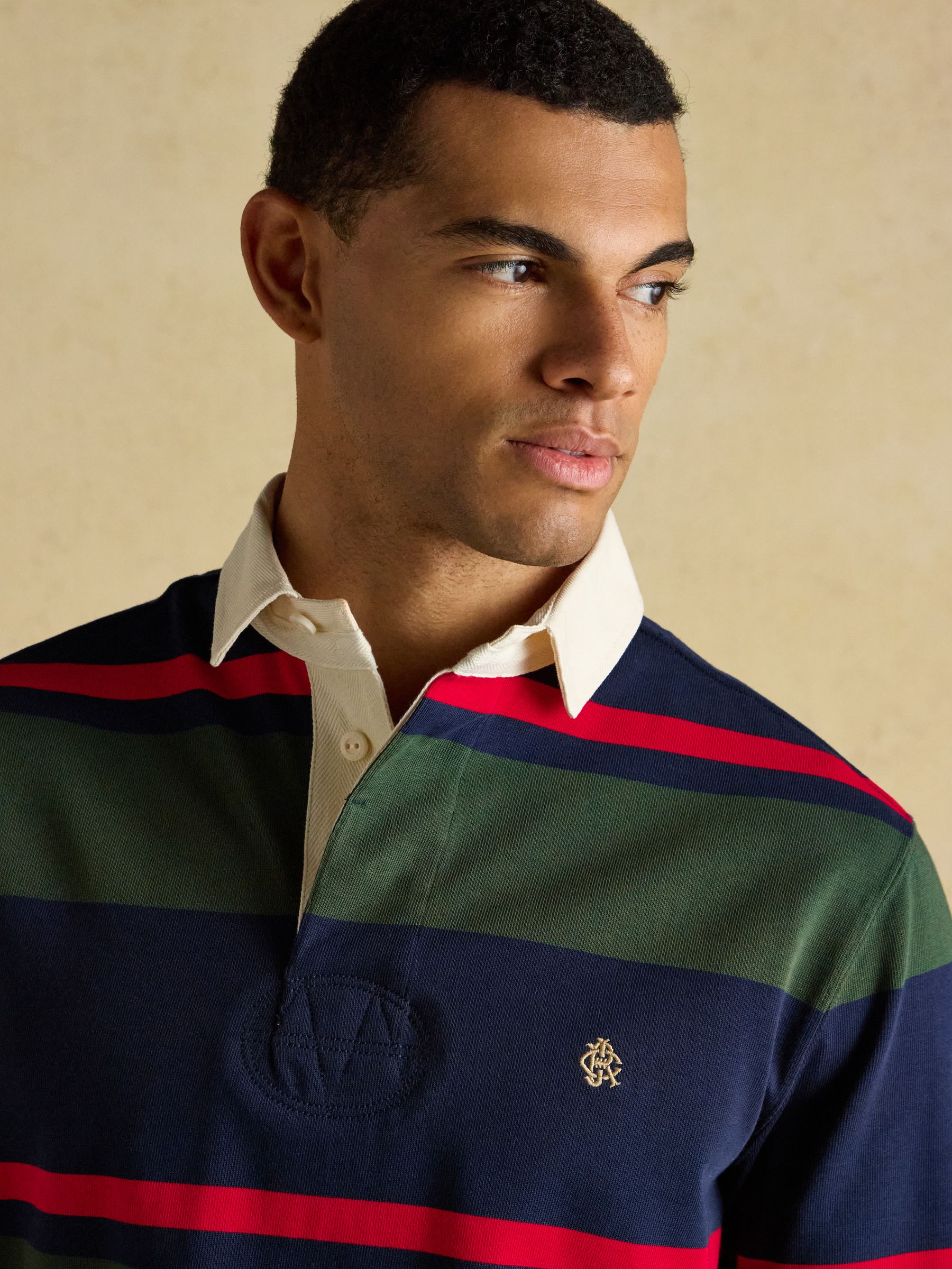 Rugby Club Navy & Green Stripe Long Sleeve Shirt - Image 4 of 11