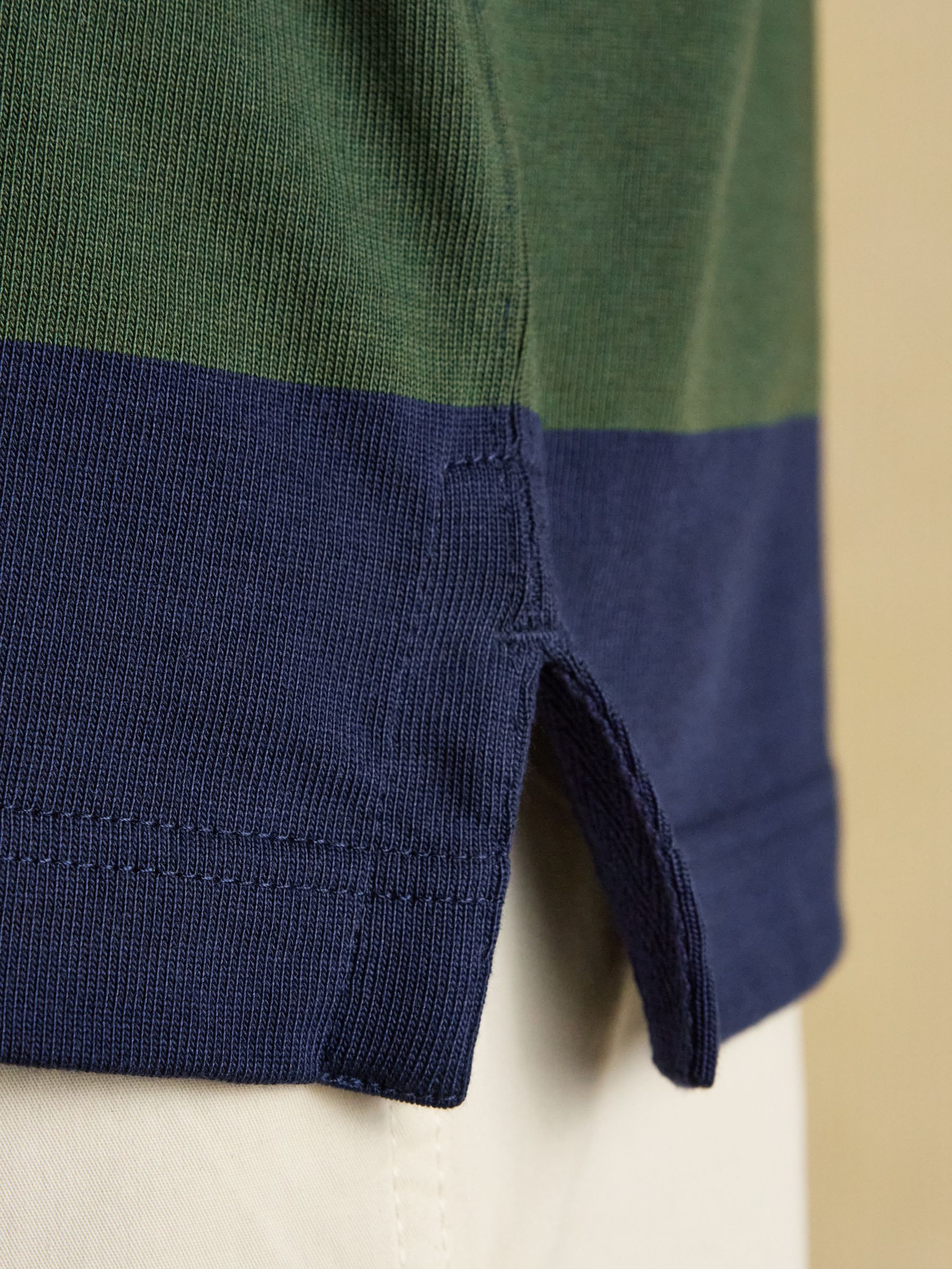 Rugby Club Navy & Green Stripe Long Sleeve Shirt - Image 8 of 11