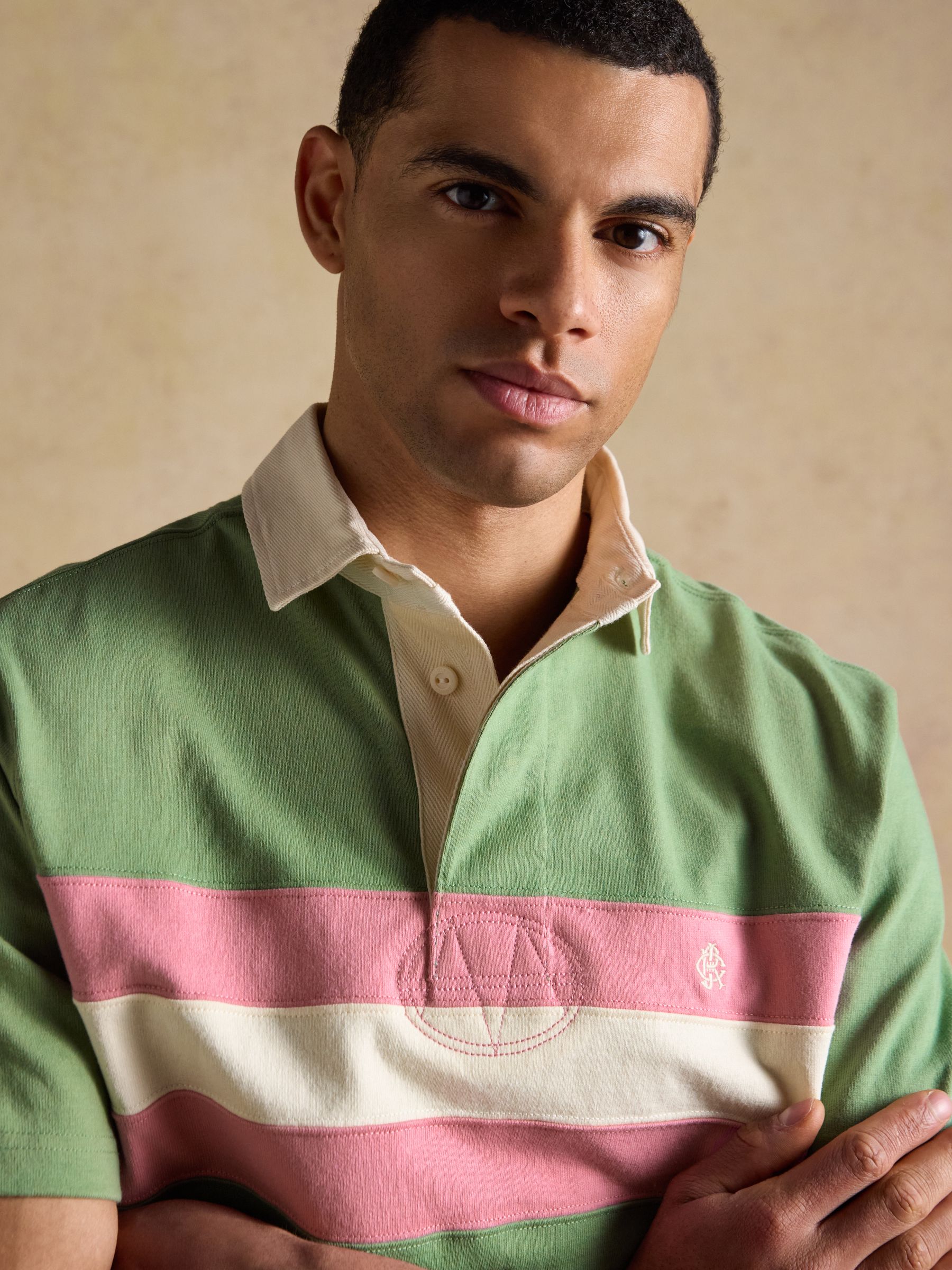 Rugby Club Green & Pink Short Sleeve Polo Shirt - Image 3 of 8