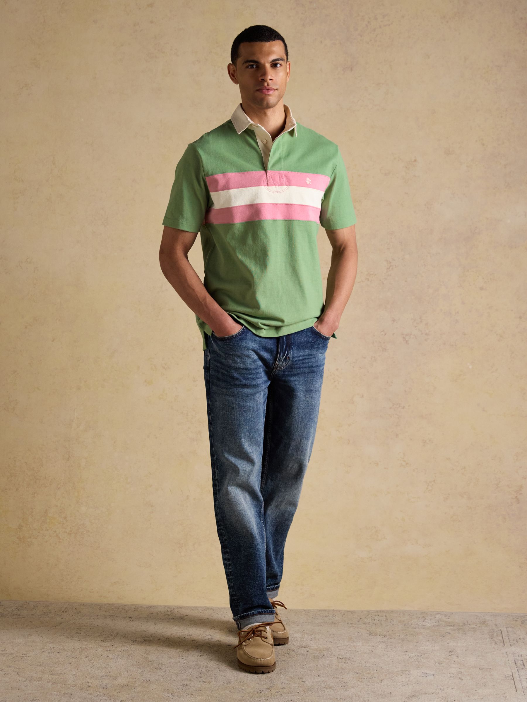 Rugby Club Green & Pink Short Sleeve Polo Shirt - Image 4 of 8