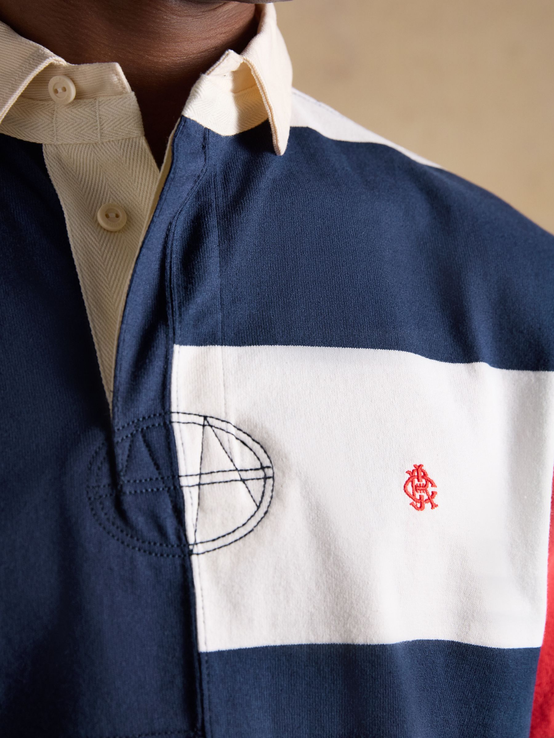 Rugby Club White & Navy Short Sleeve Polo Shirt - Image 4 of 10