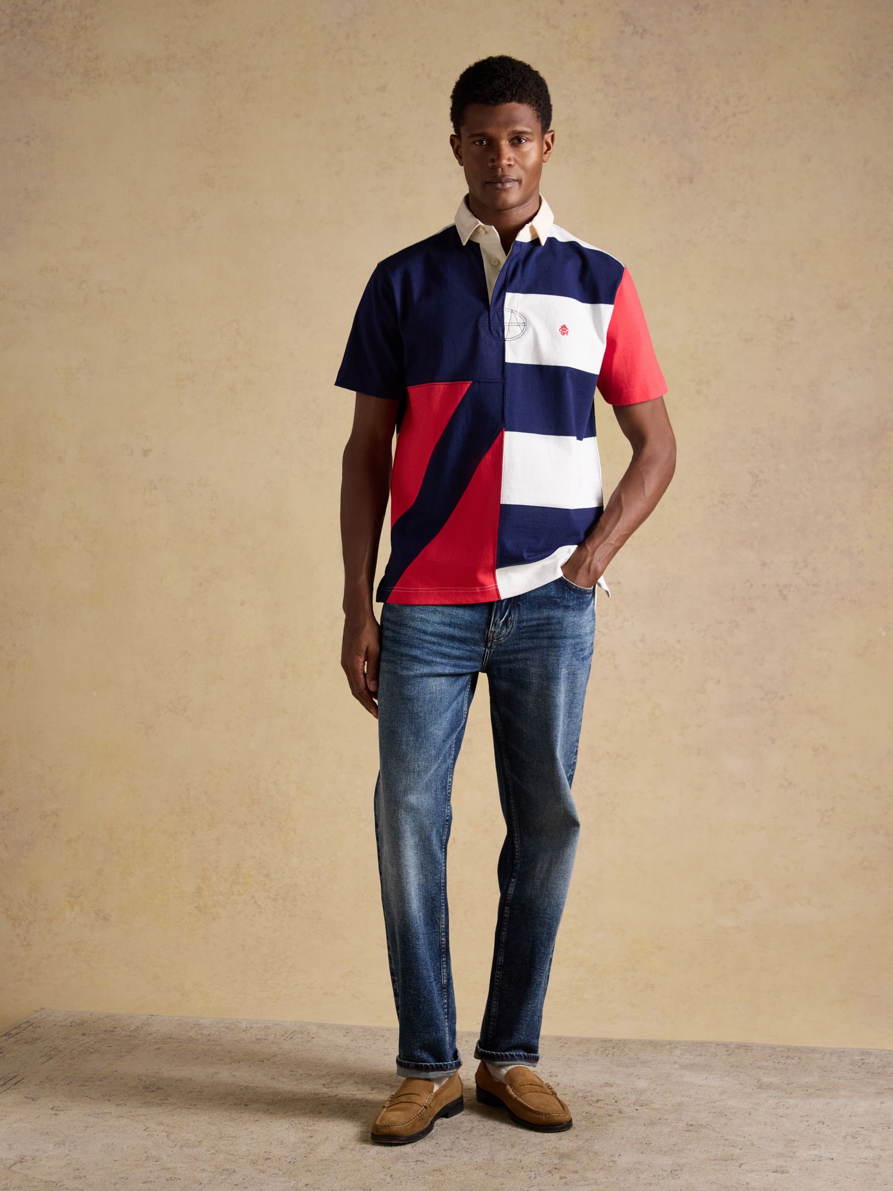 Rugby Club White & Navy Short Sleeve Polo Shirt - Image 6 of 10