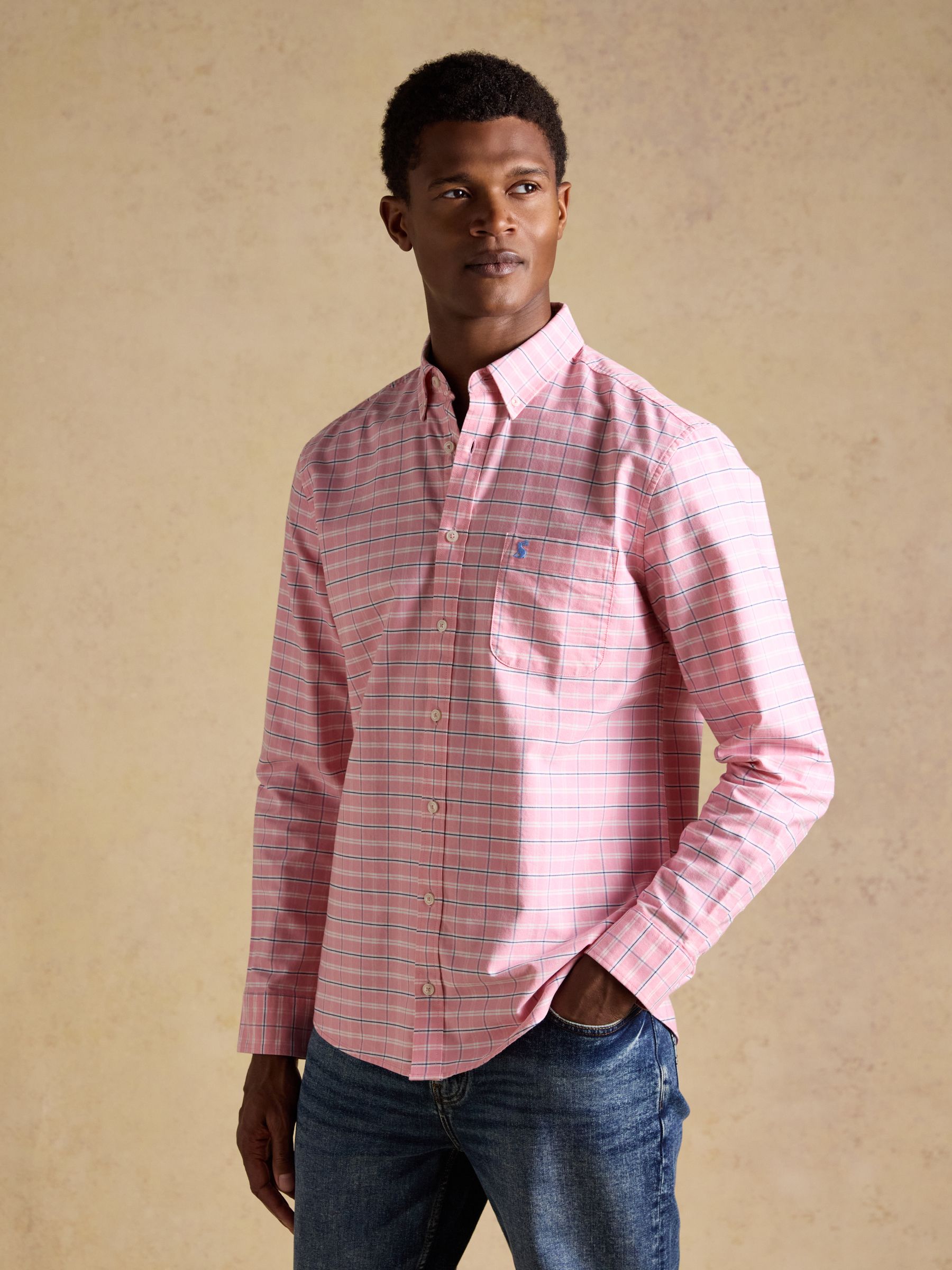 Classic Fit Pink Checked Cotton Oxford Shirt - Image 1 of 9
