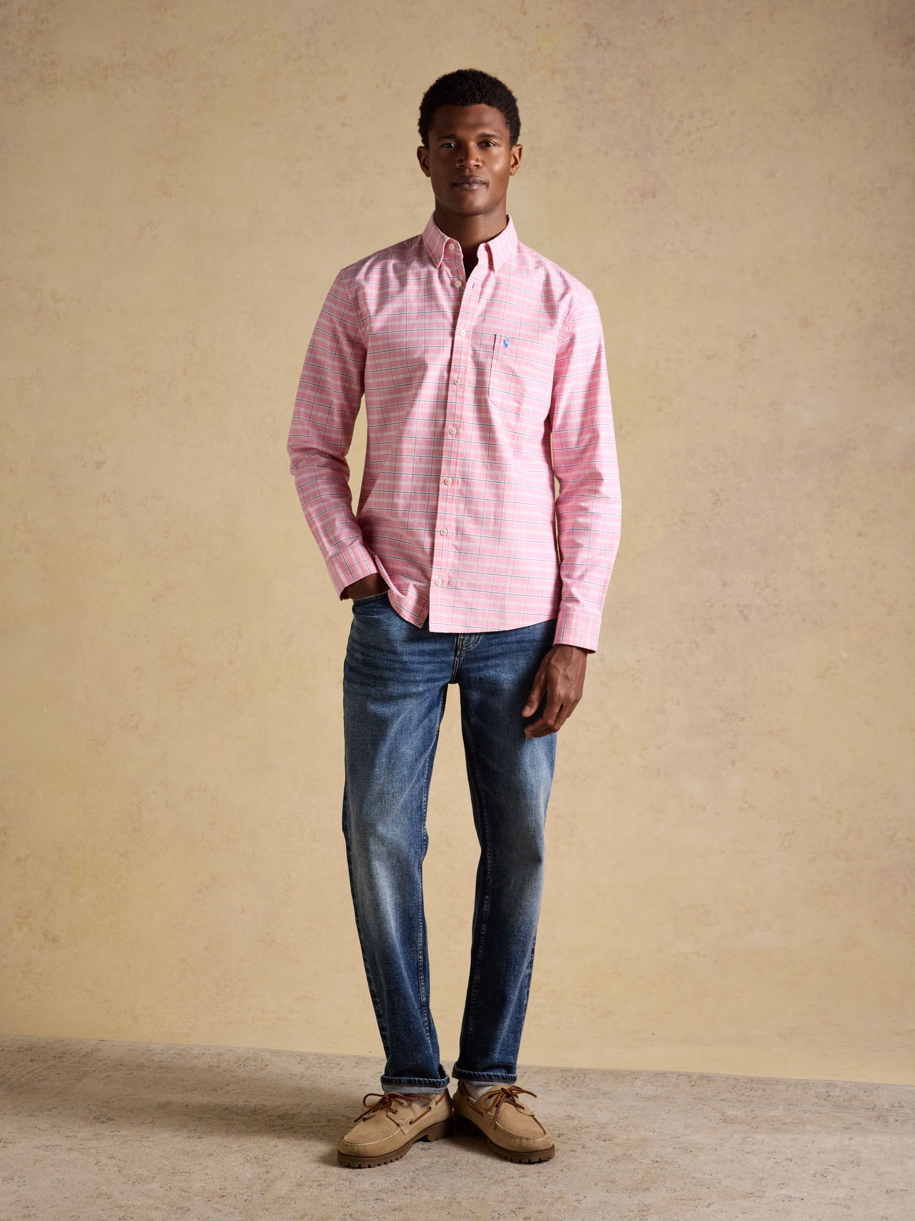 Classic Fit Pink Checked Cotton Oxford Shirt - Image 5 of 9