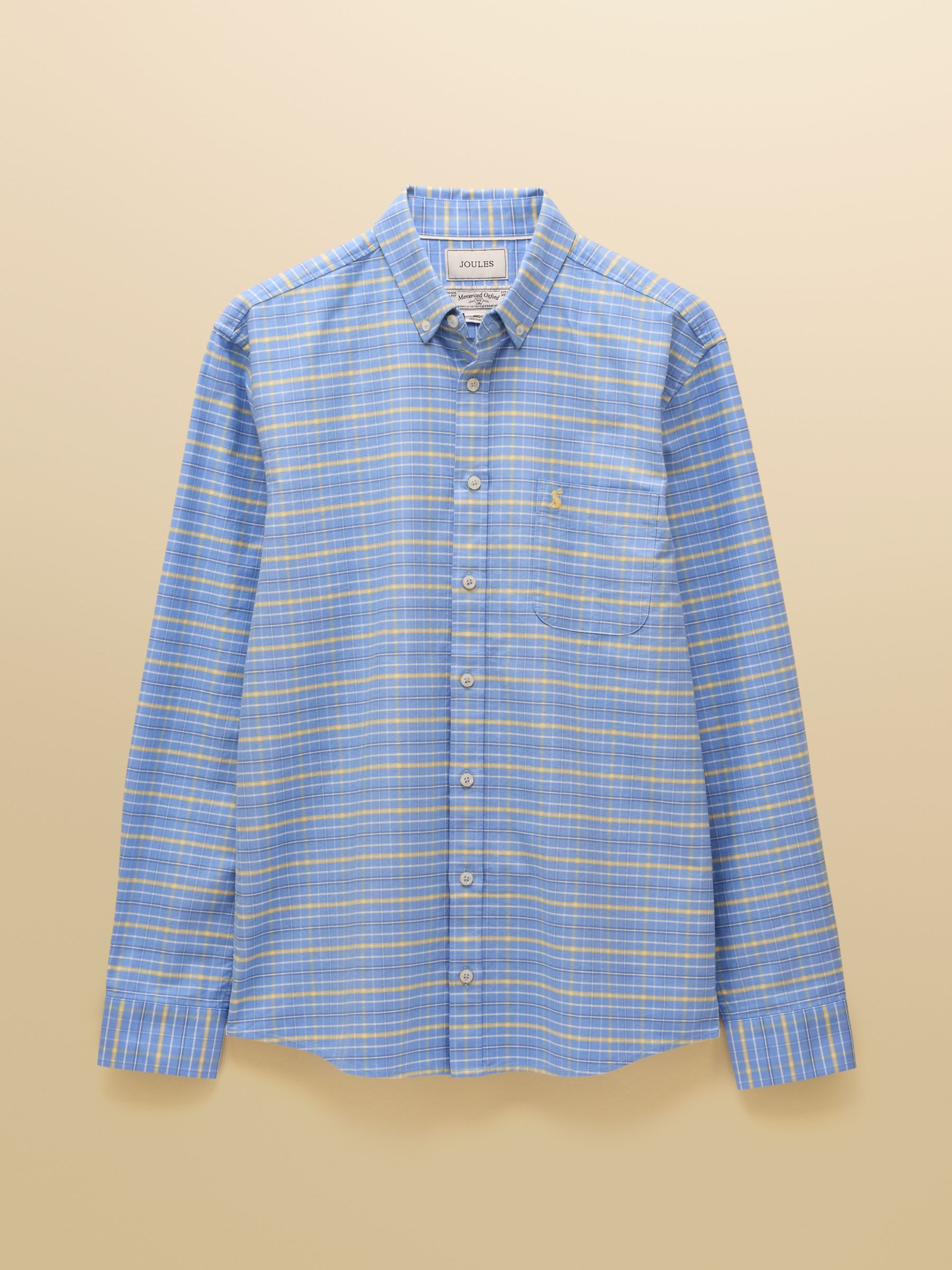 Classic Fit Blue & Yellow Checked Cotton Oxford Shirt - Image 11 of 11