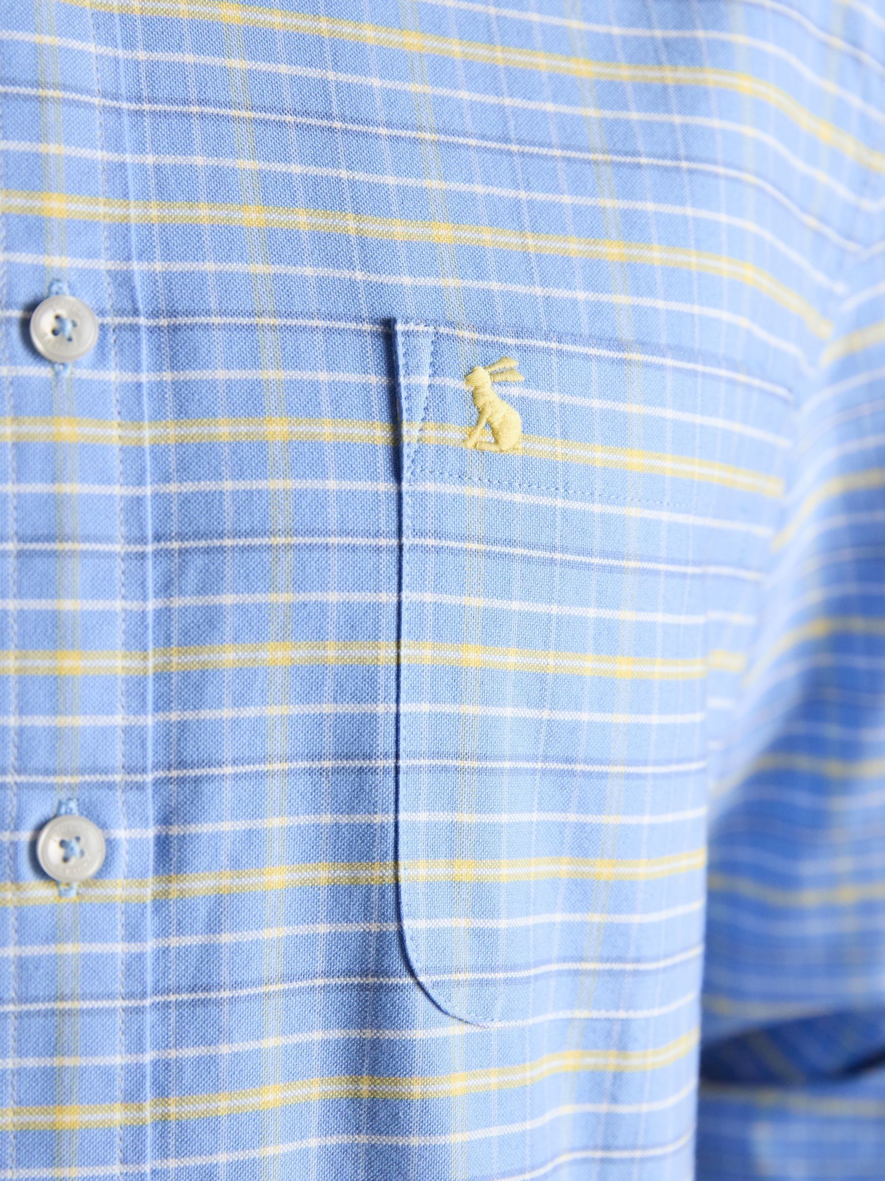 Classic Fit Blue & Yellow Checked Cotton Oxford Shirt - Image 7 of 11