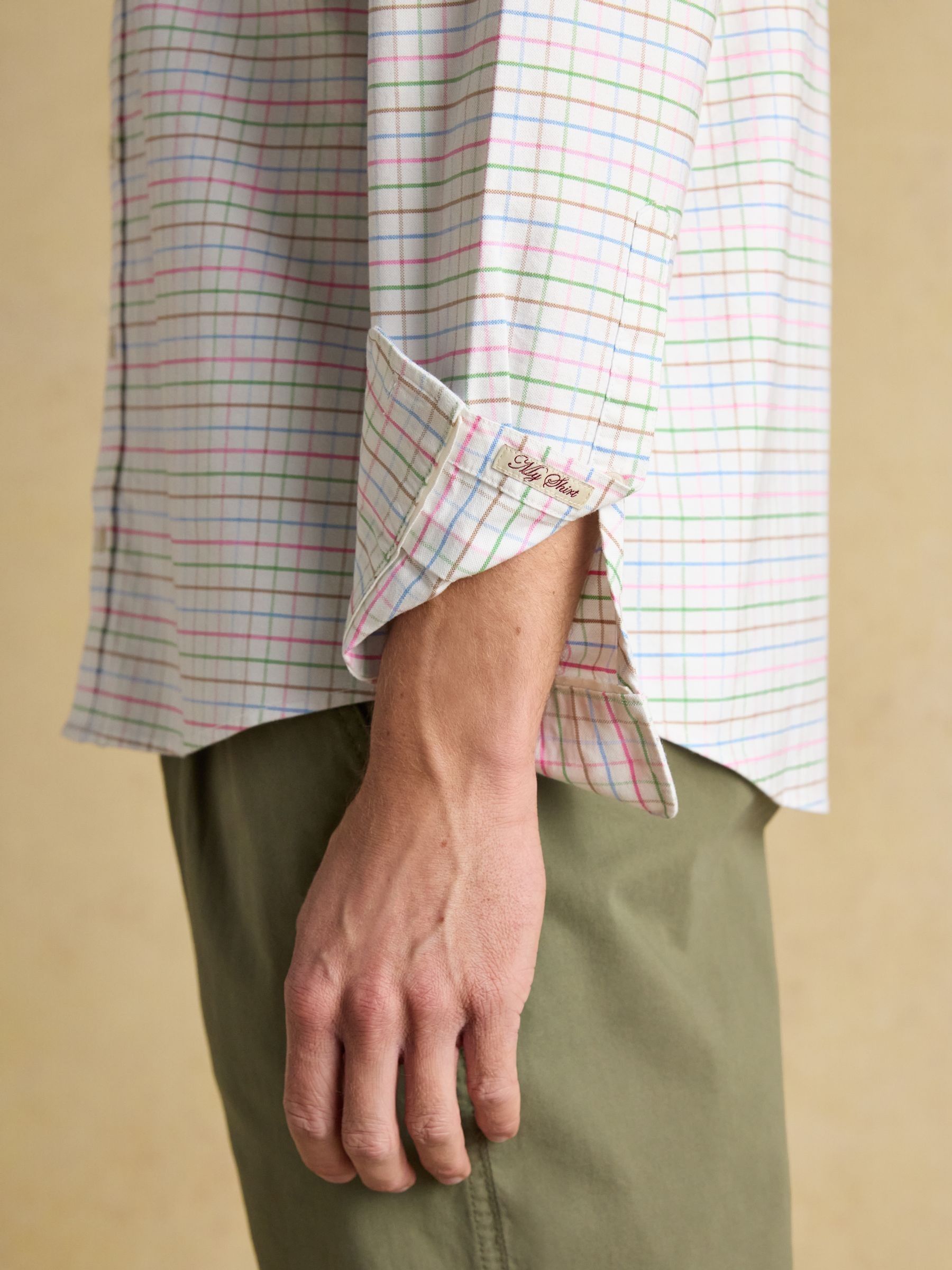 Oxford White Check Long Sleeve Cotton Shirt - Image 5 of 10