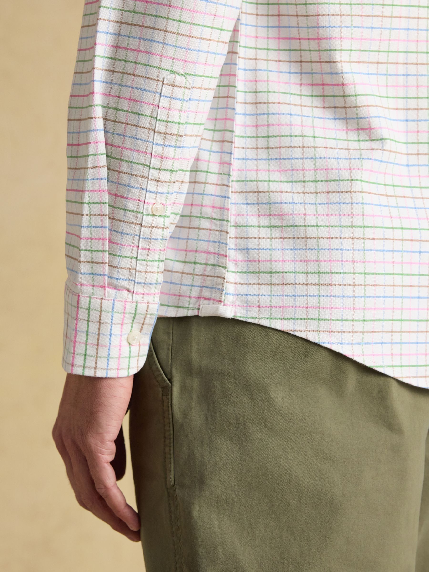 Oxford White Check Long Sleeve Cotton Shirt - Image 7 of 10
