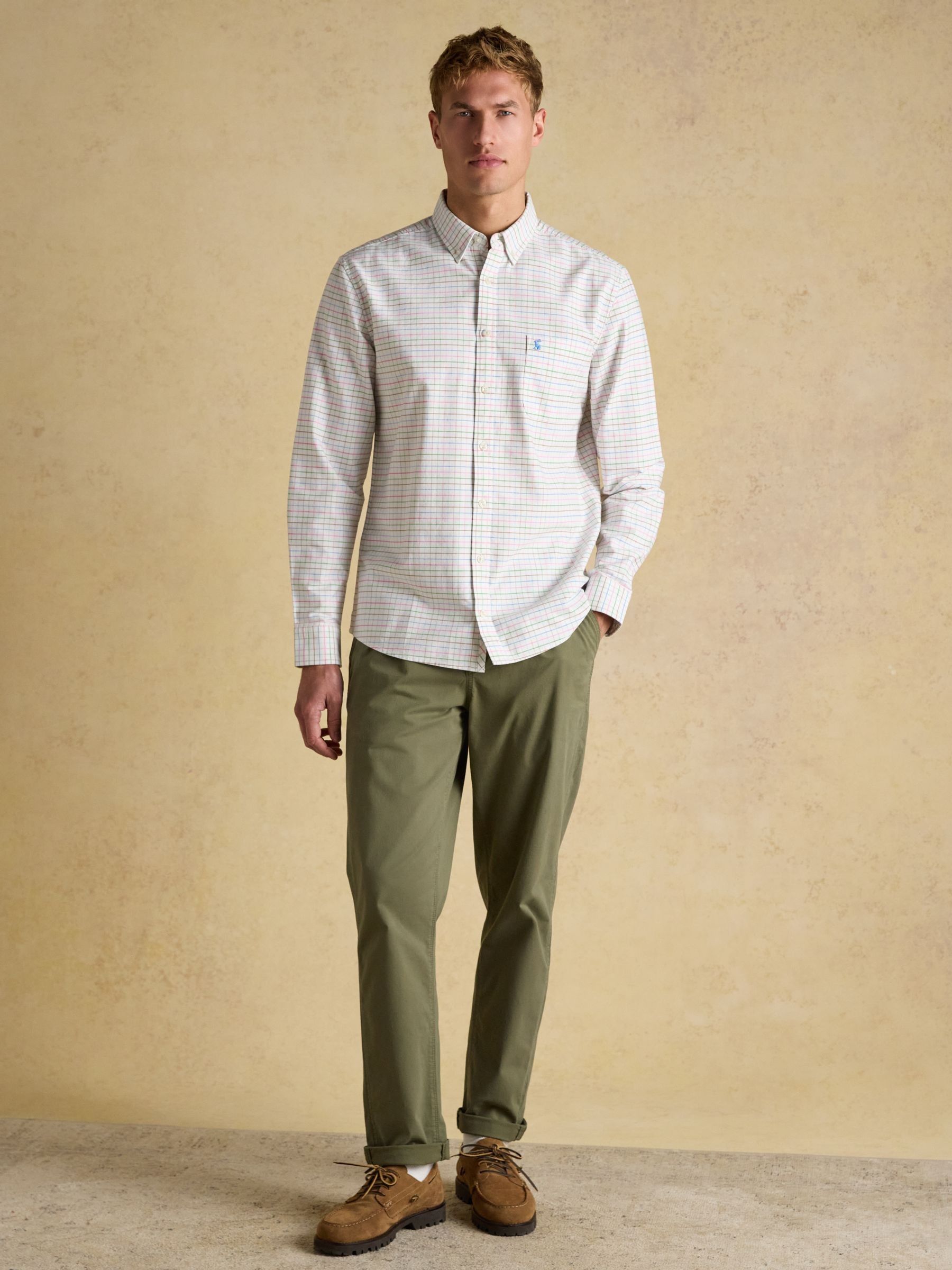 Oxford White Check Long Sleeve Cotton Shirt - Image 9 of 10