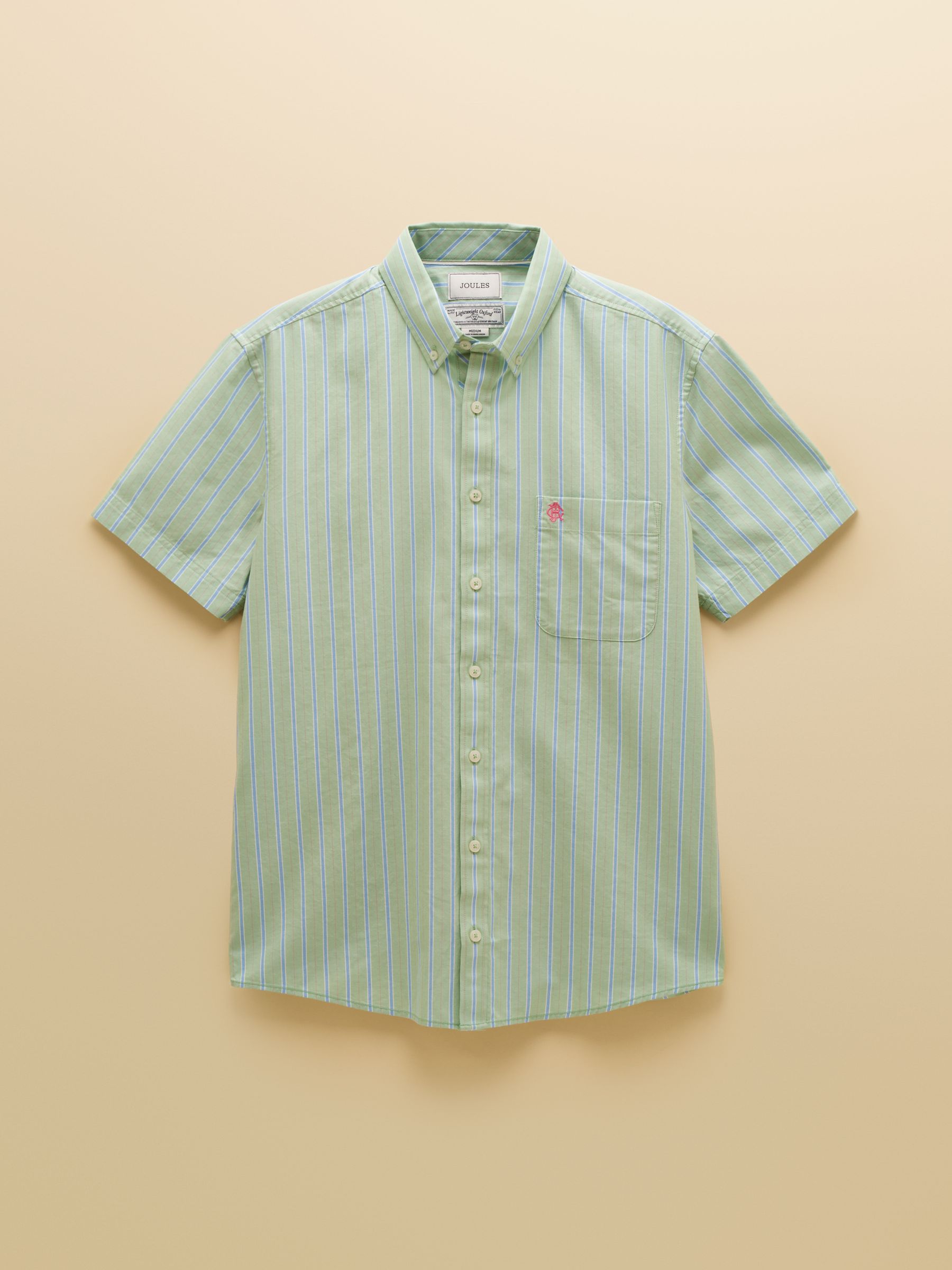 Oxford Green Stripe Short Sleeve Classic Fit Cotton Shirt - Image 10 of 10