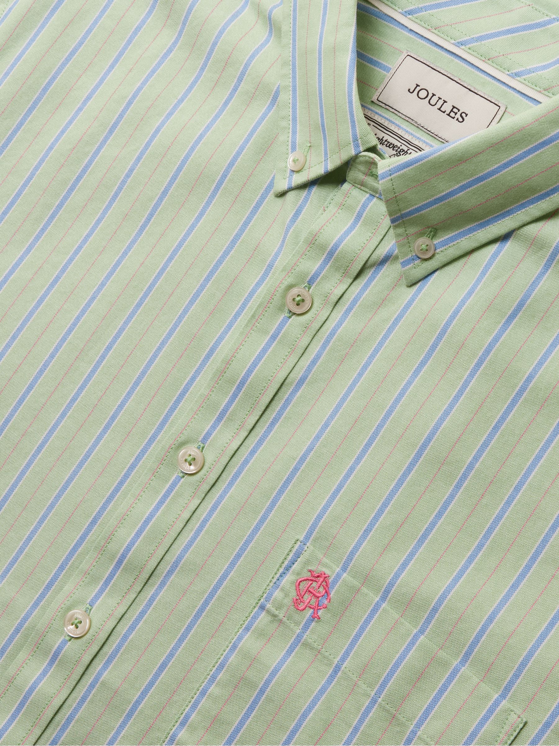 Oxford Green Stripe Short Sleeve Classic Fit Cotton Shirt - Image 2 of 10