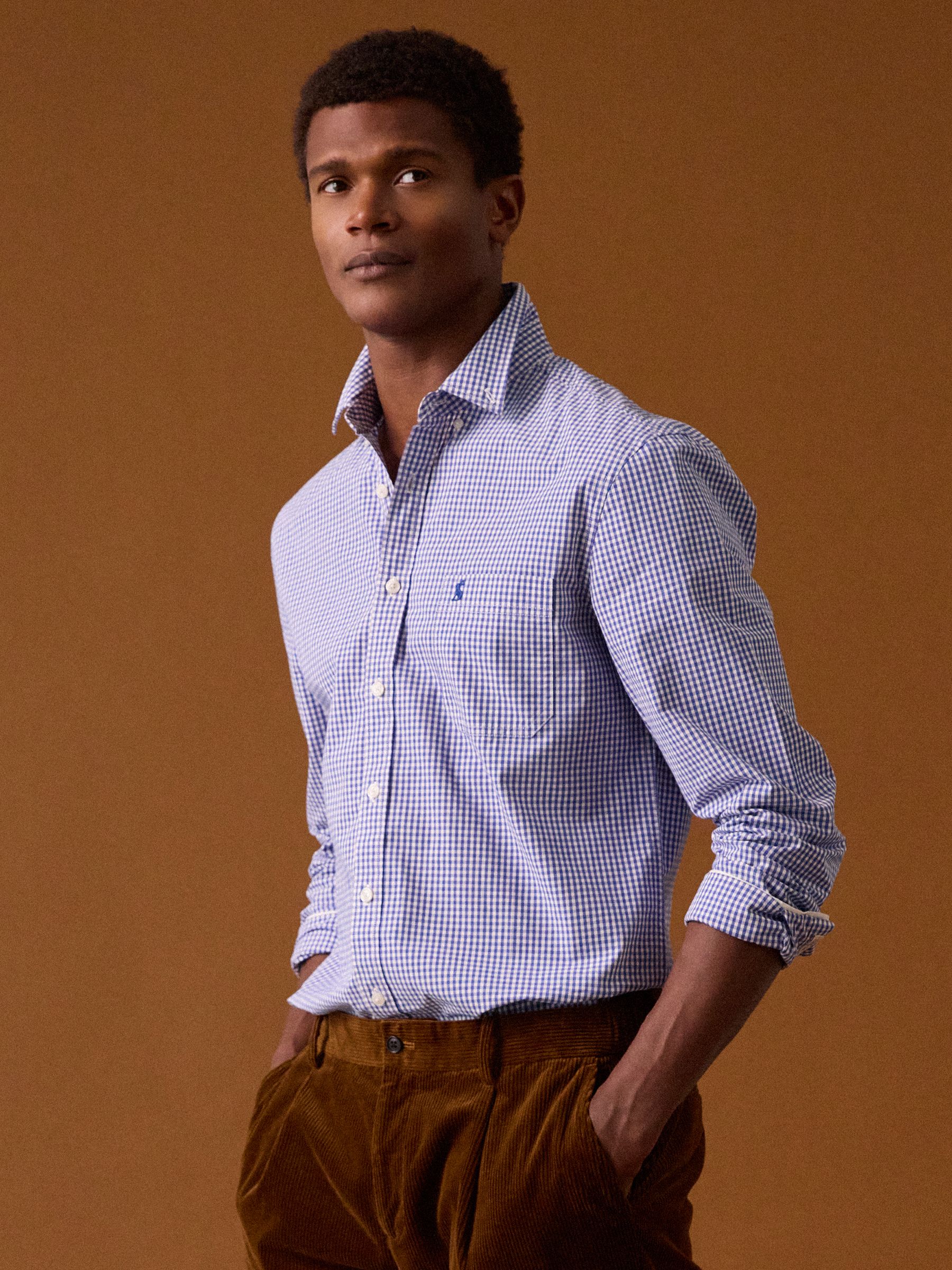 Poplin Blue Gingham Check Classic Fit Shirt - Image 1 of 13