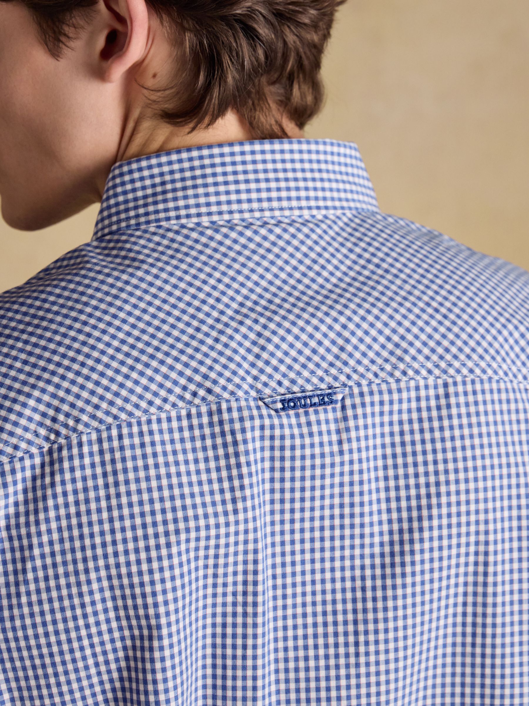 Poplin Blue Gingham Check Classic Fit Shirt - Image 10 of 13