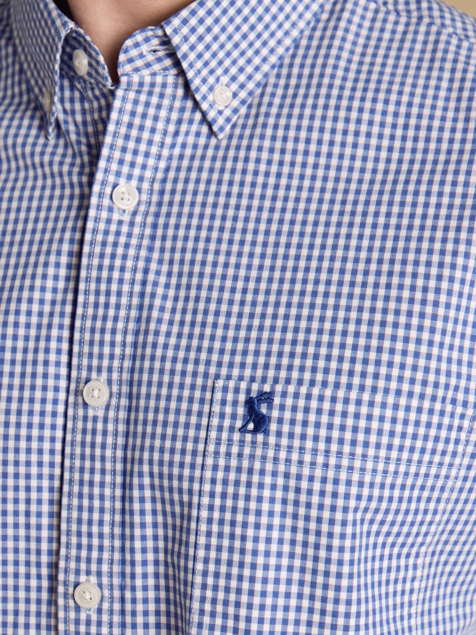 Poplin Blue Gingham Check Classic Fit Shirt - Image 12 of 13