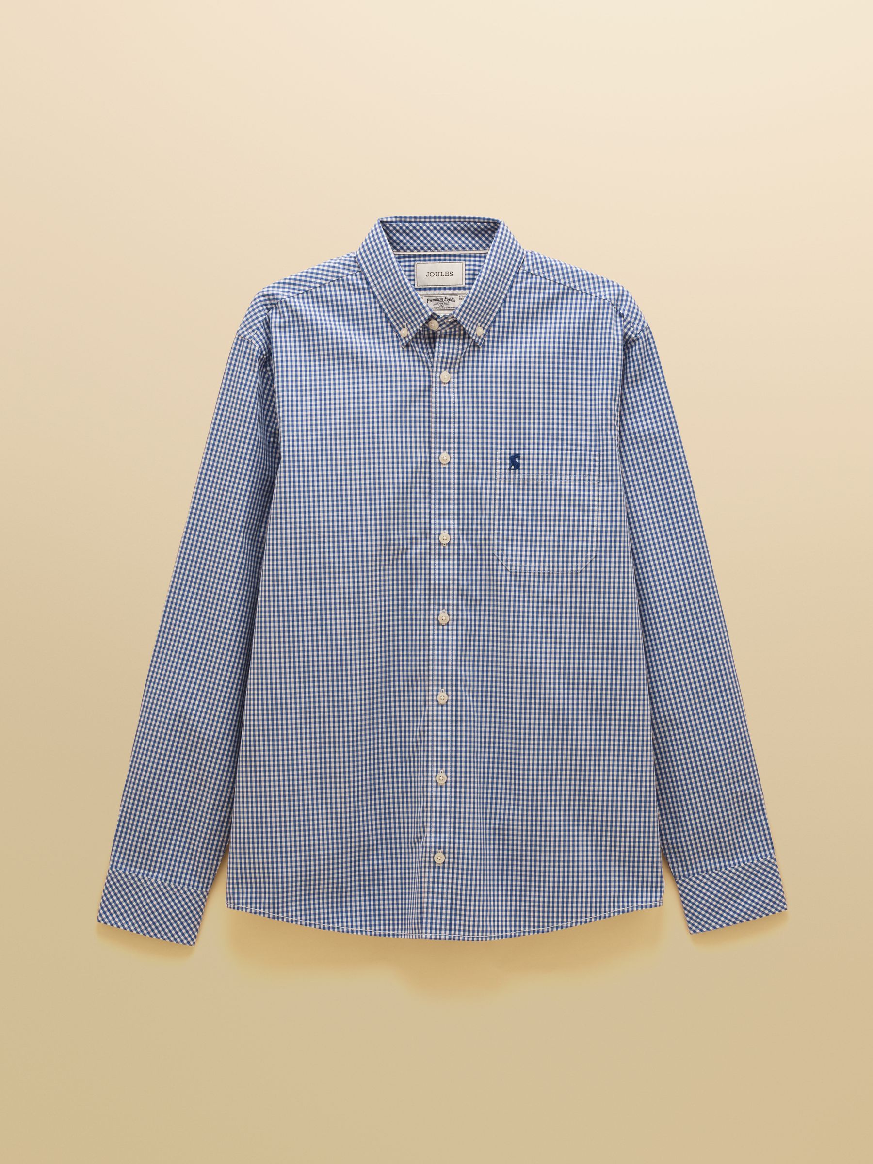 Poplin Blue Gingham Check Classic Fit Shirt - Image 13 of 13