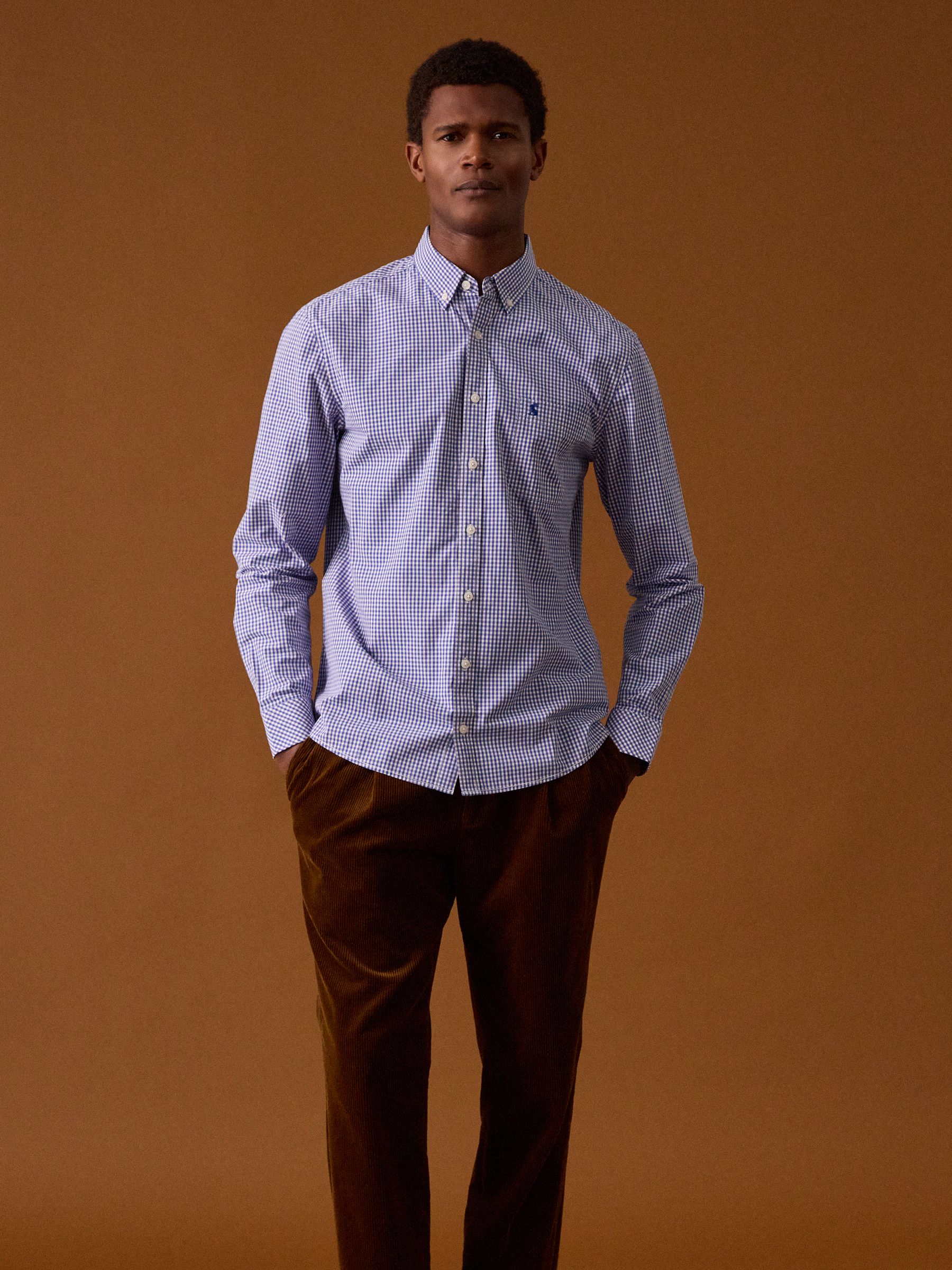 Poplin Blue Gingham Check Classic Fit Shirt - Image 3 of 13